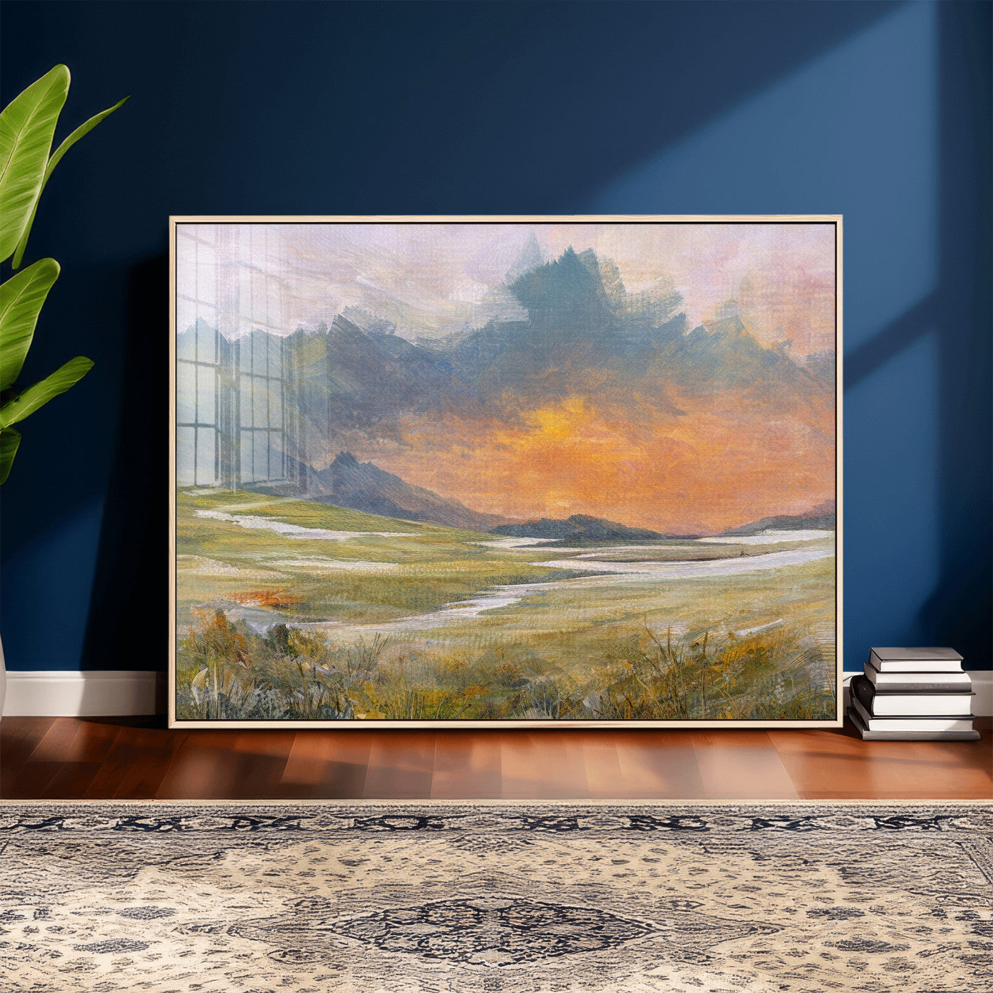 39892091-MGV-CV-36X24 - Mountain Sunset Wall Art Canvas Print Vintage Landscape Panorama Rustic Nature Decor