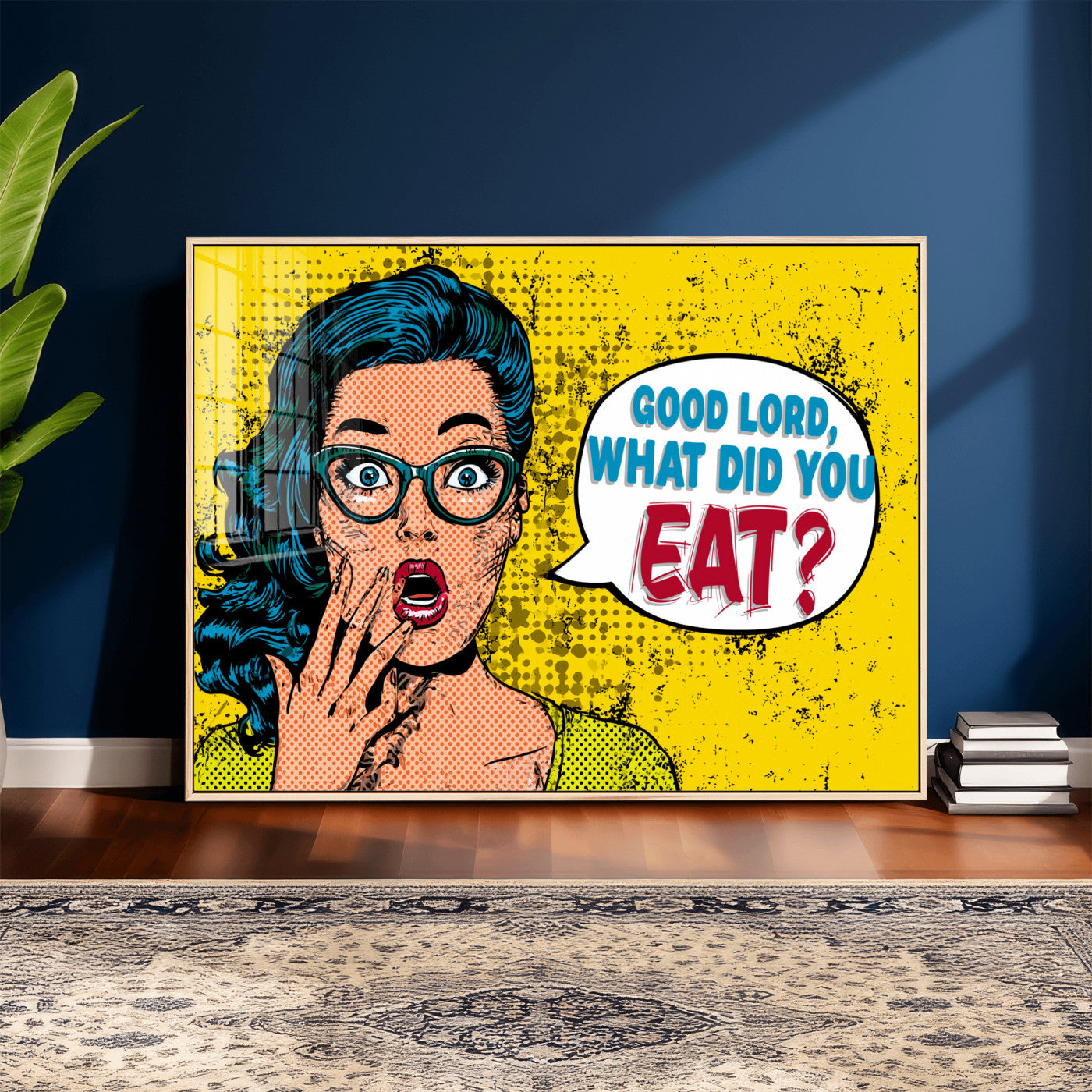88217969-MGV-CV-36X24 - Pop Art Print Bathroom Sign Wall Art Canvas Print — Funny Bathroom Canvas | Comic Style Toilet Wall Decor | Humor Gift | Yellow Bold Bathroom Art
