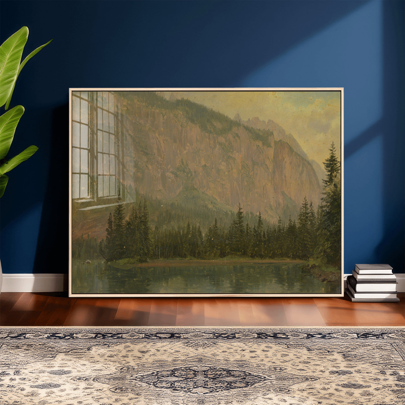 76844524-MGV-CV-36X24 - Frederic Edwin Church Hintersee Canvas Print, Hudson River School Mountain Lake Painting 1868, American Romantic Landscape, Vintage Nature Wall Art