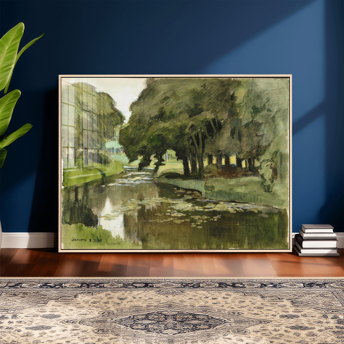 54446767-MGV-CV-36X24 - Anders Zorn Watercolor Canvas Print, Örtofta 1905 Swedish River Landscape, Impressionist Nature Art, Scandinavian Wall Decor, Plein Air Painting Print