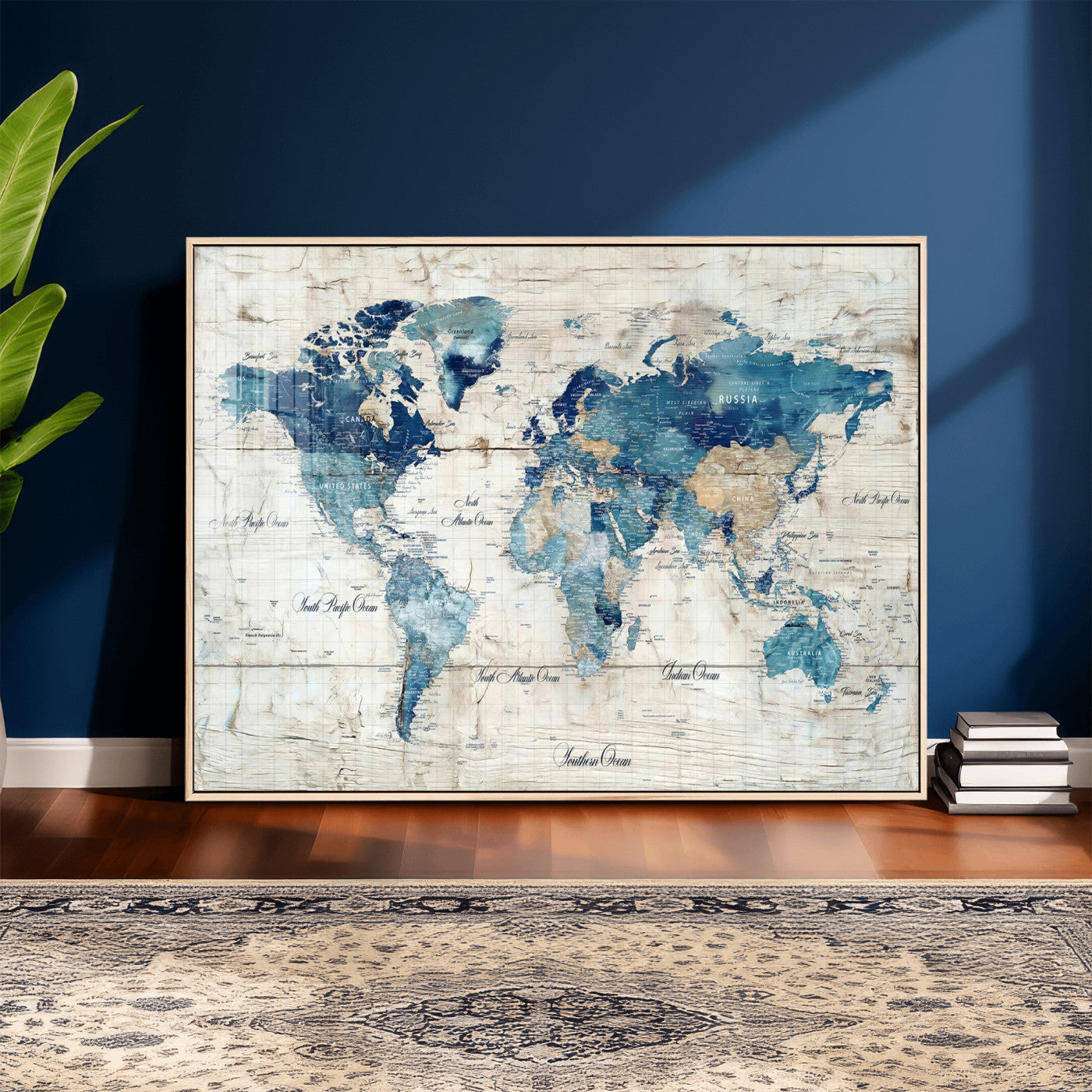 86799232-MGV-CV-36X24 - Watercolor World Map Canvas Wall Art Print – Abstract Colorful Travel Wall Decor
