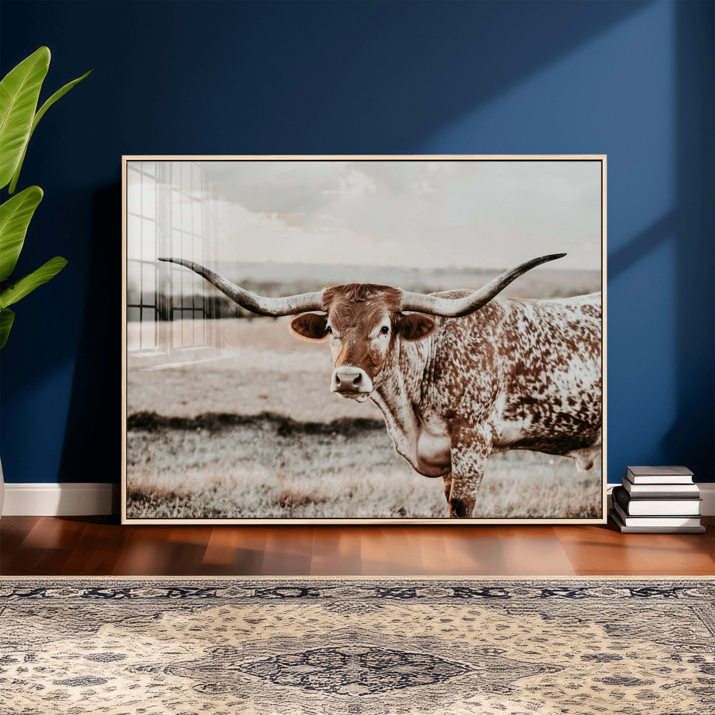 62910-MGV-CV-36X24 - Texas Longhorn Canvas Wall Art Print – Majestic Western Cattle in Rustic Farmhouse Decor – Cowboy Wall Decor