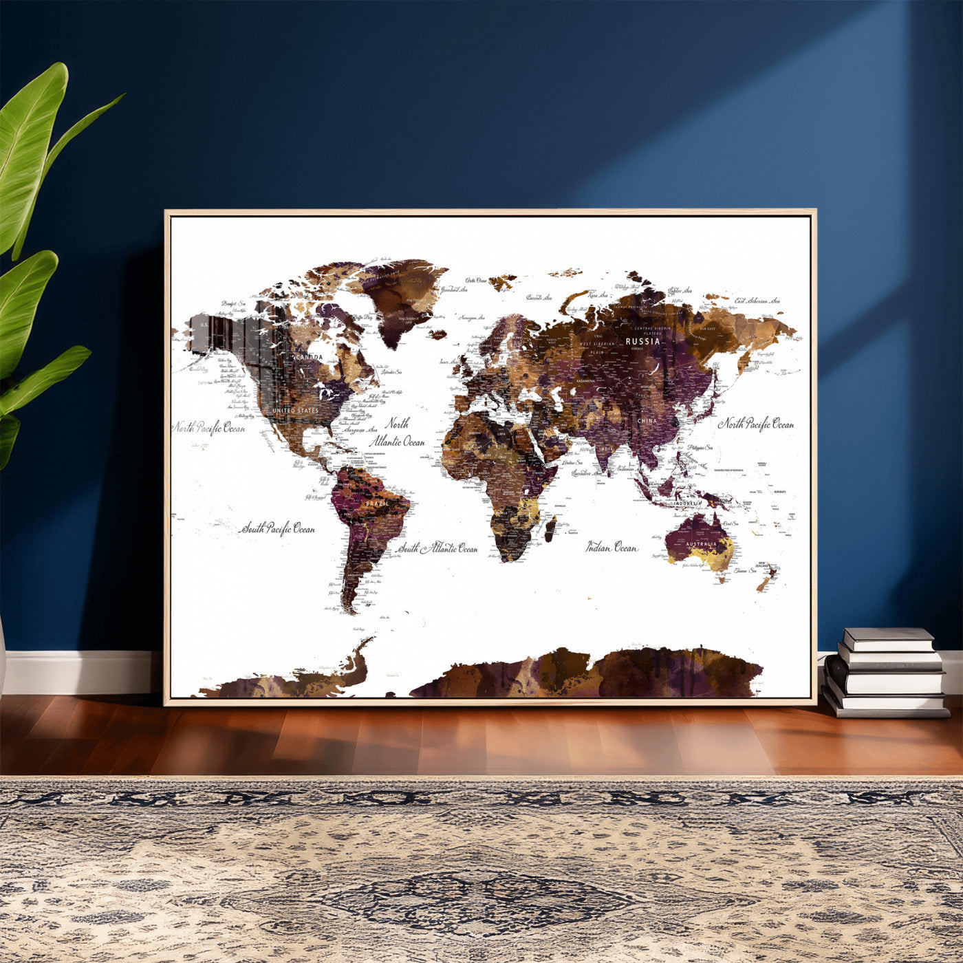50611-MGV-CV-36X24 - Push Pin World Map Canvas Print – Framed Wall Art for Couples to Track Their Travels – Anniversary