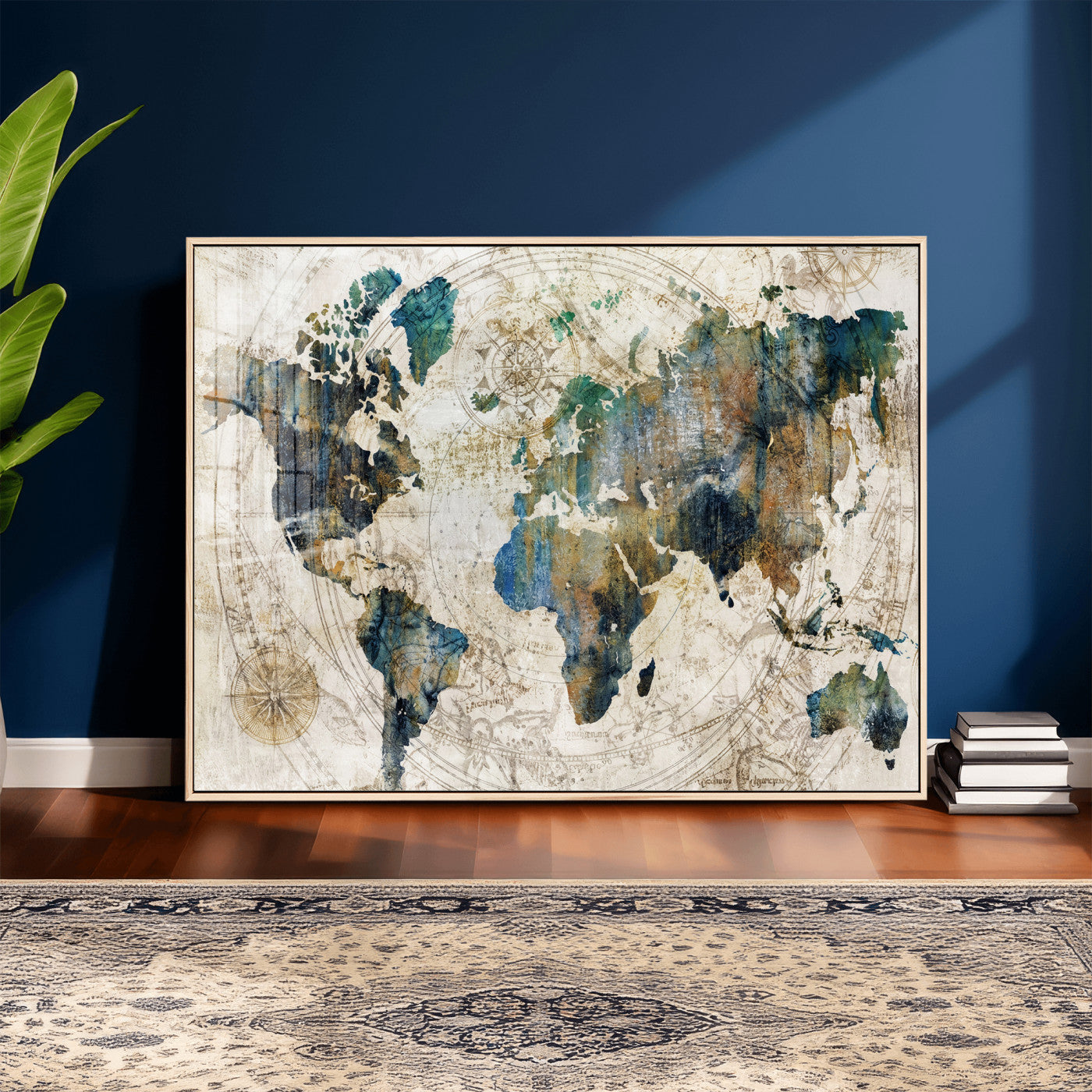 36972-MGV-CV-36X24 - Grunge Abstract World Map Art Print Canvas Print for Office Decor