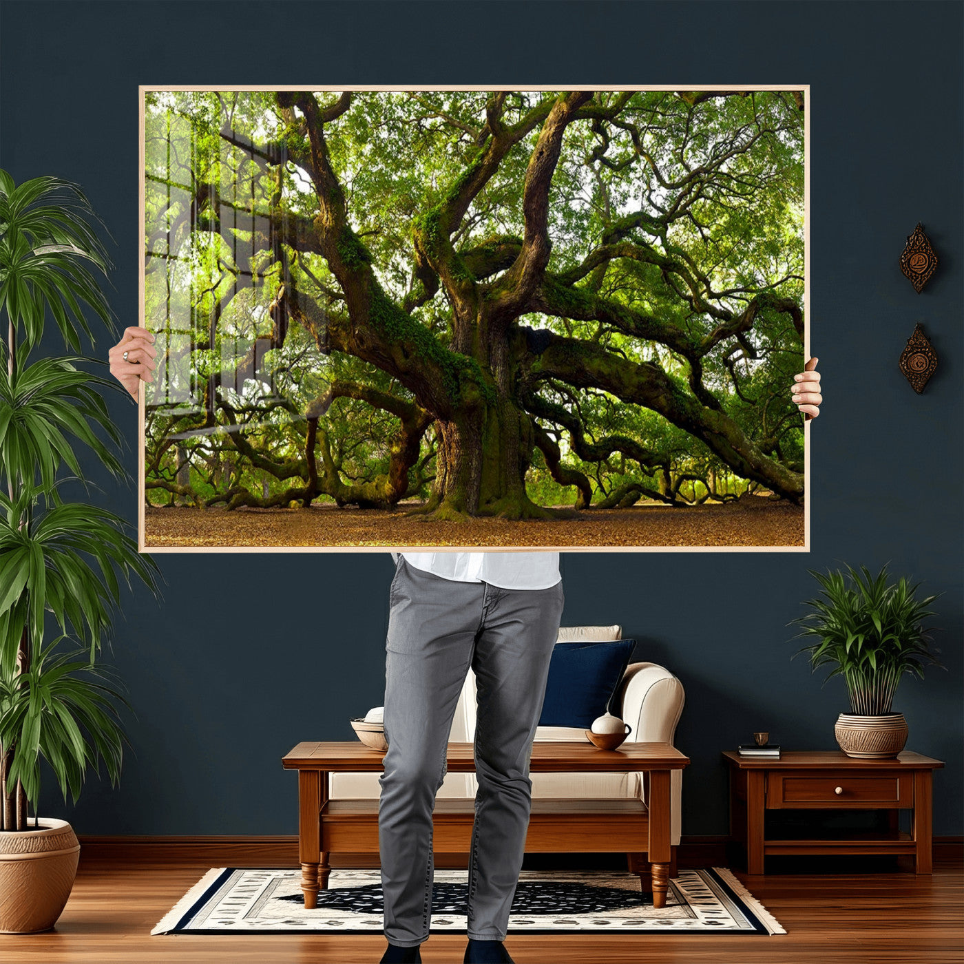 Angel Oak Tree Wall Art Canvas Print | Forest Tree Nature