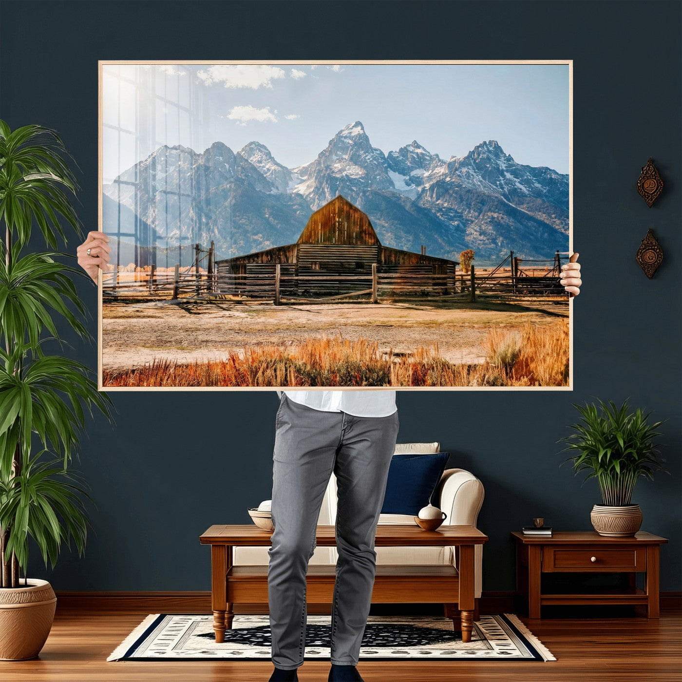 26513-MGV-CV-36X24 - Vintage Old Barn Field Wall Art Canvas Print for Farmhouse Decor - Rustic Barn Wall Art Canvas Print