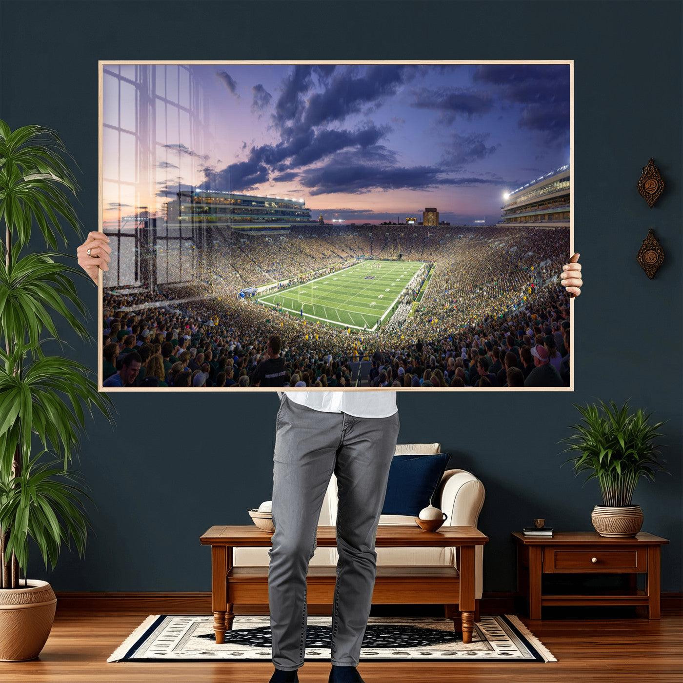50825-MGV-CV-36X24 - Notre Dame Fighting Irish Football Team Print - Notre Dame Stadium Wall Art Canvas Print