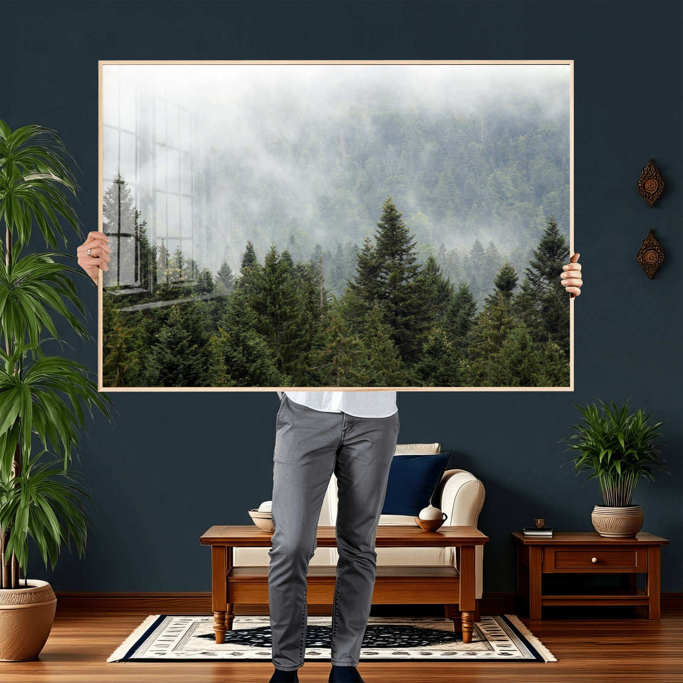 37010054-MGV-CV-36X24 - Misty Mountain Forest Wall Art Canvas Print