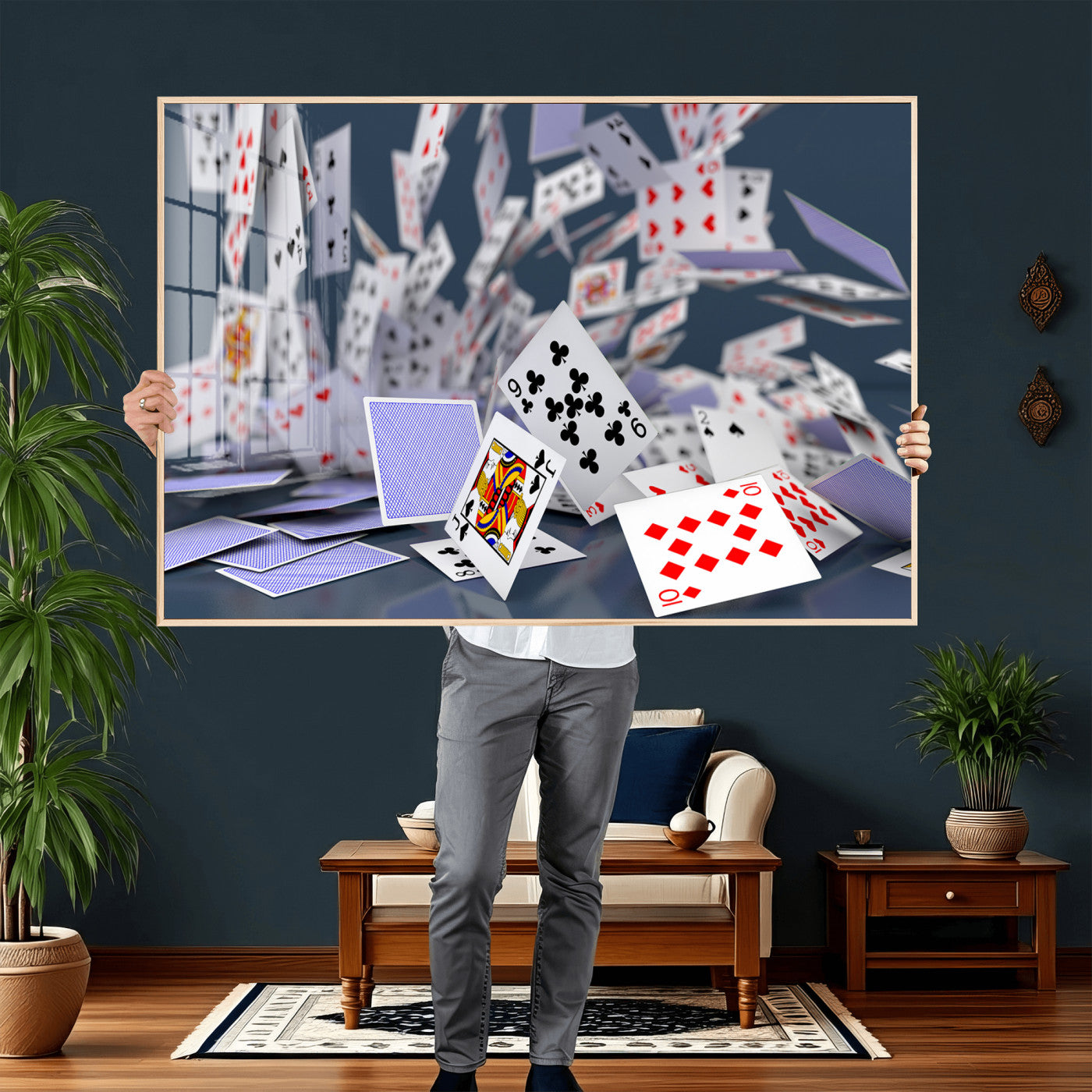 66392185-MGV-CV-36X24 - Playing Cards Canvas Wall Art | Casino Game Room Decor, Poker Decor Art