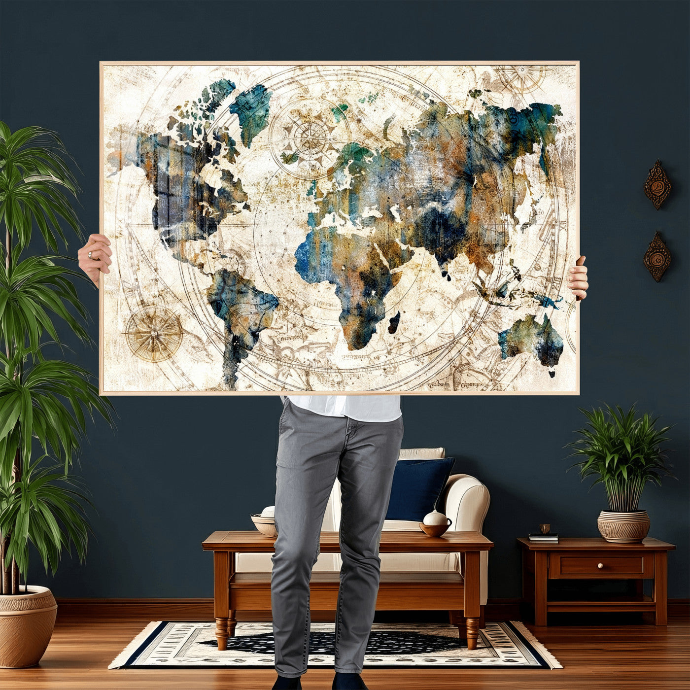 10554-MGV-CV-36X24 - Abstract World Map Art Print Canvas Print