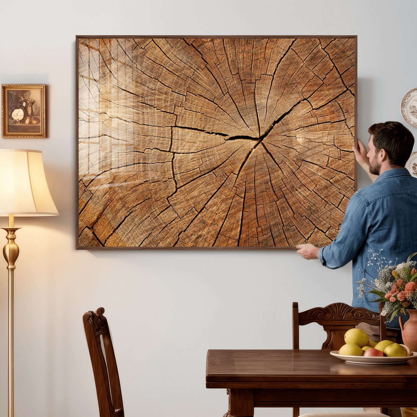 61710-MGV-CV-36X24 - Tree Ring Canvas Art, Rustic Wood Grain Wall Art, Tree Slice Decor for Modern Homes, Giclee