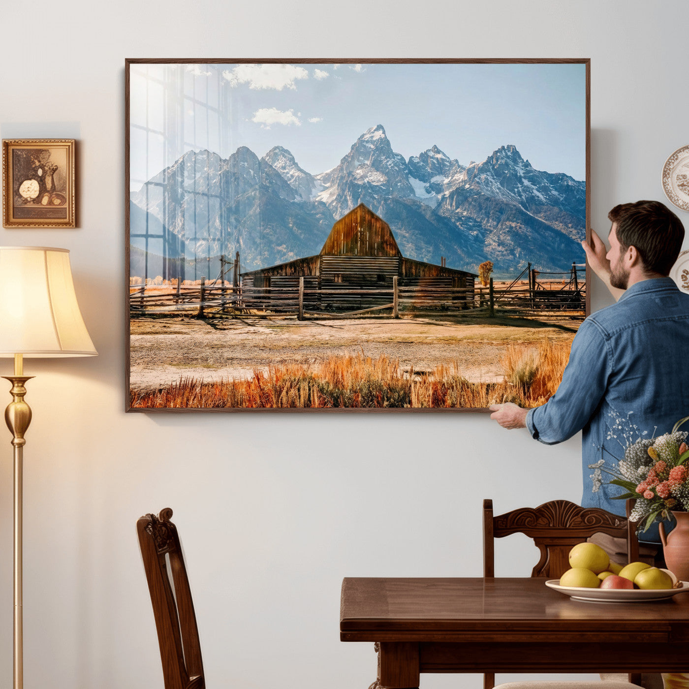 26513-MGV-CV-36X24 - Vintage Old Barn Field Wall Art Canvas Print for Farmhouse Decor - Rustic Barn Wall Art Canvas Print