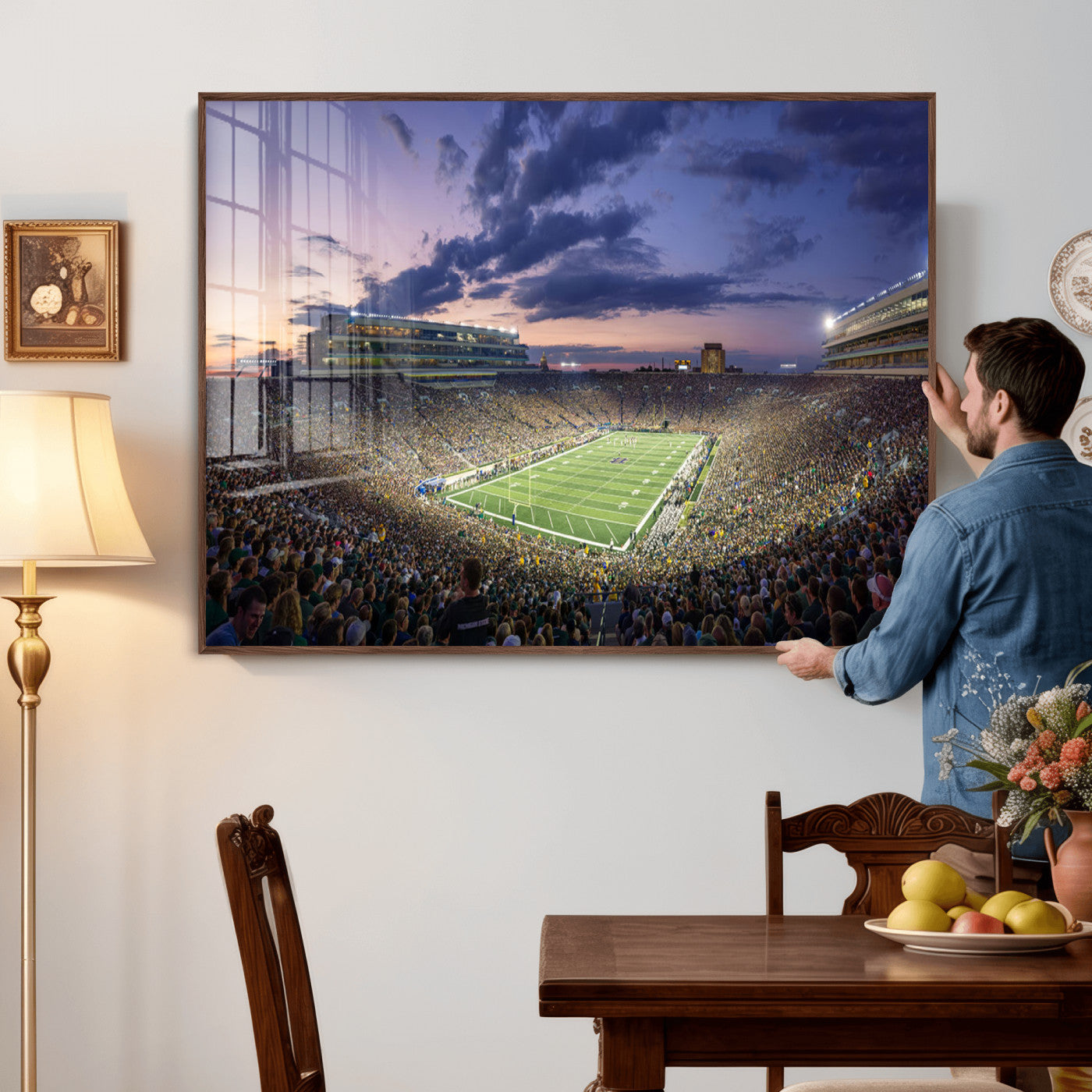 50825-MGV-CV-36X24 - Notre Dame Fighting Irish Football Team Print - Notre Dame Stadium Wall Art Canvas Print