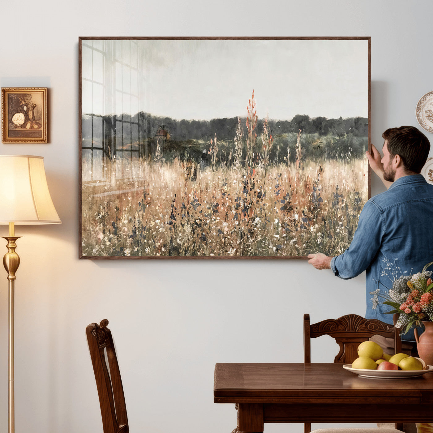 16595-MGV-CV-36X24 - Rustic Field Landscape Wall Art Print, Abstract Field Canvas Wall Art for Barn Decoration