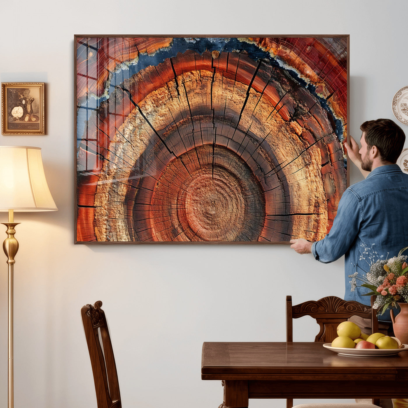 28555-MGV-CV-36X24 - Abstract Tree Ring Art Wall Art Canvas Print for Modern Farmhouse Decor, Colorful Tree Ring Wall Decor, Minimalist Home Canvas Art