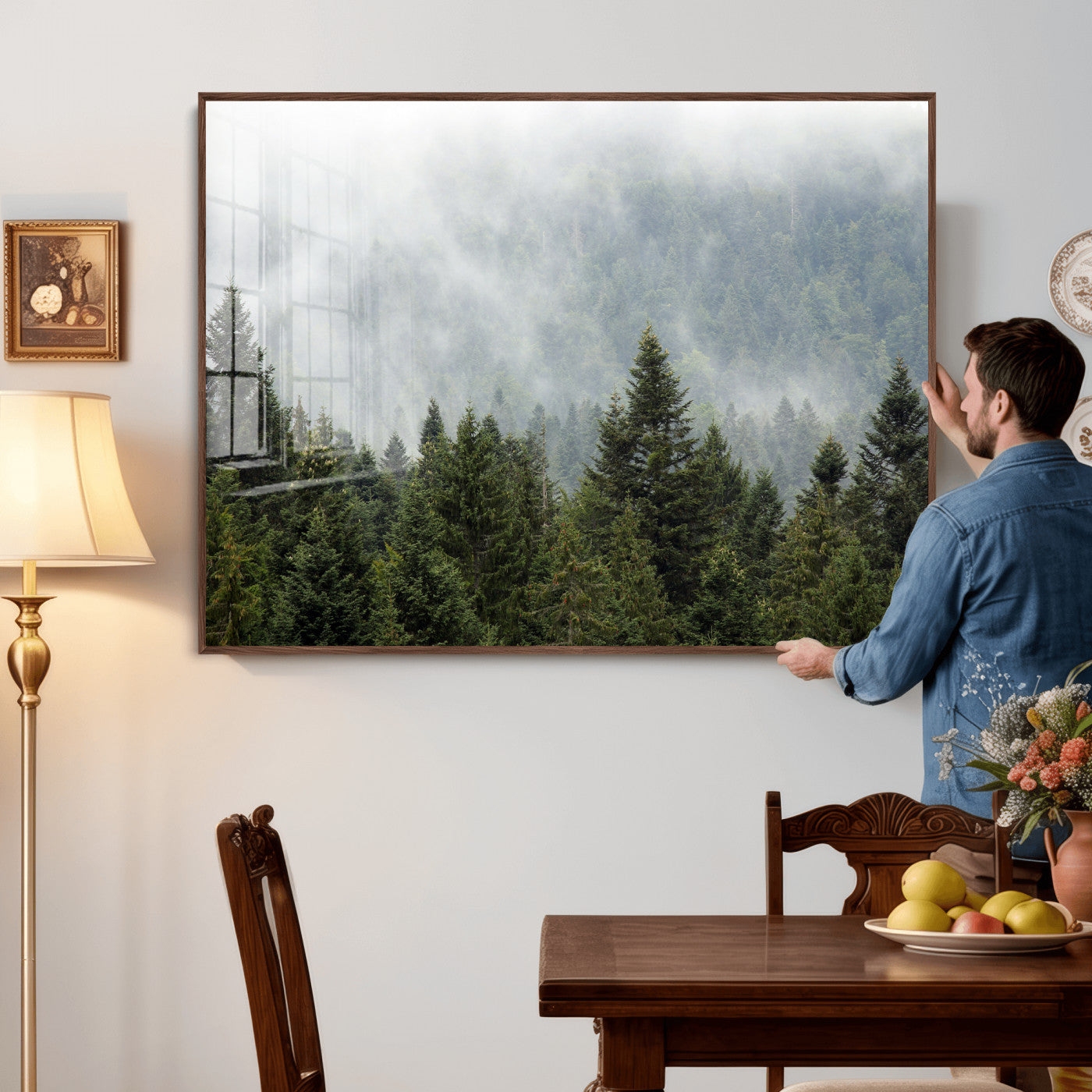 37010054-MGV-CV-36X24 - Misty Mountain Forest Wall Art Canvas Print