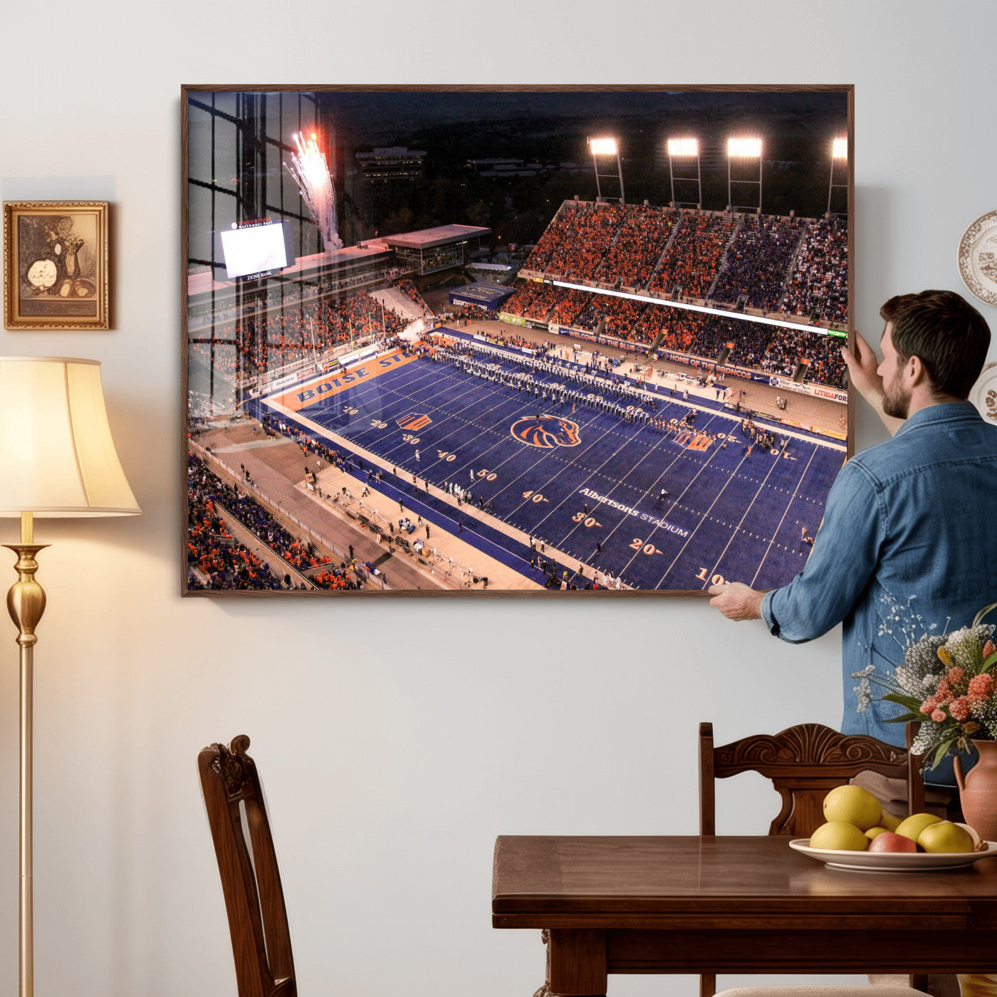 58849575-MGV-CV-36X24 - Boise State Stadium Large Wall Art Canvas Print for Living Room Office Wall Decor