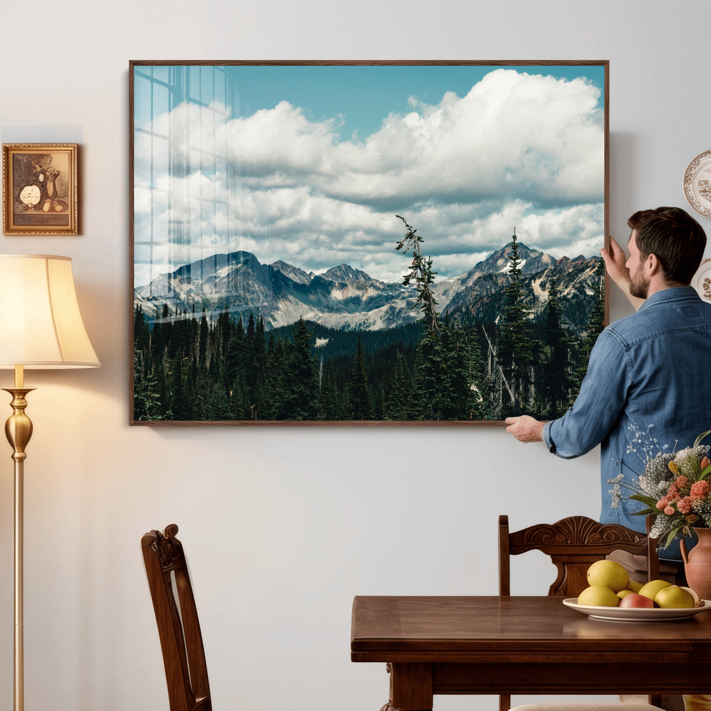 30416773-MGV-CV-36X24 - Mountain Forest Wall Art Canvas Print, Alpine Pine Tree Landscape Photography, Scenic Wilderness Mountain View, Nature Wall Decor