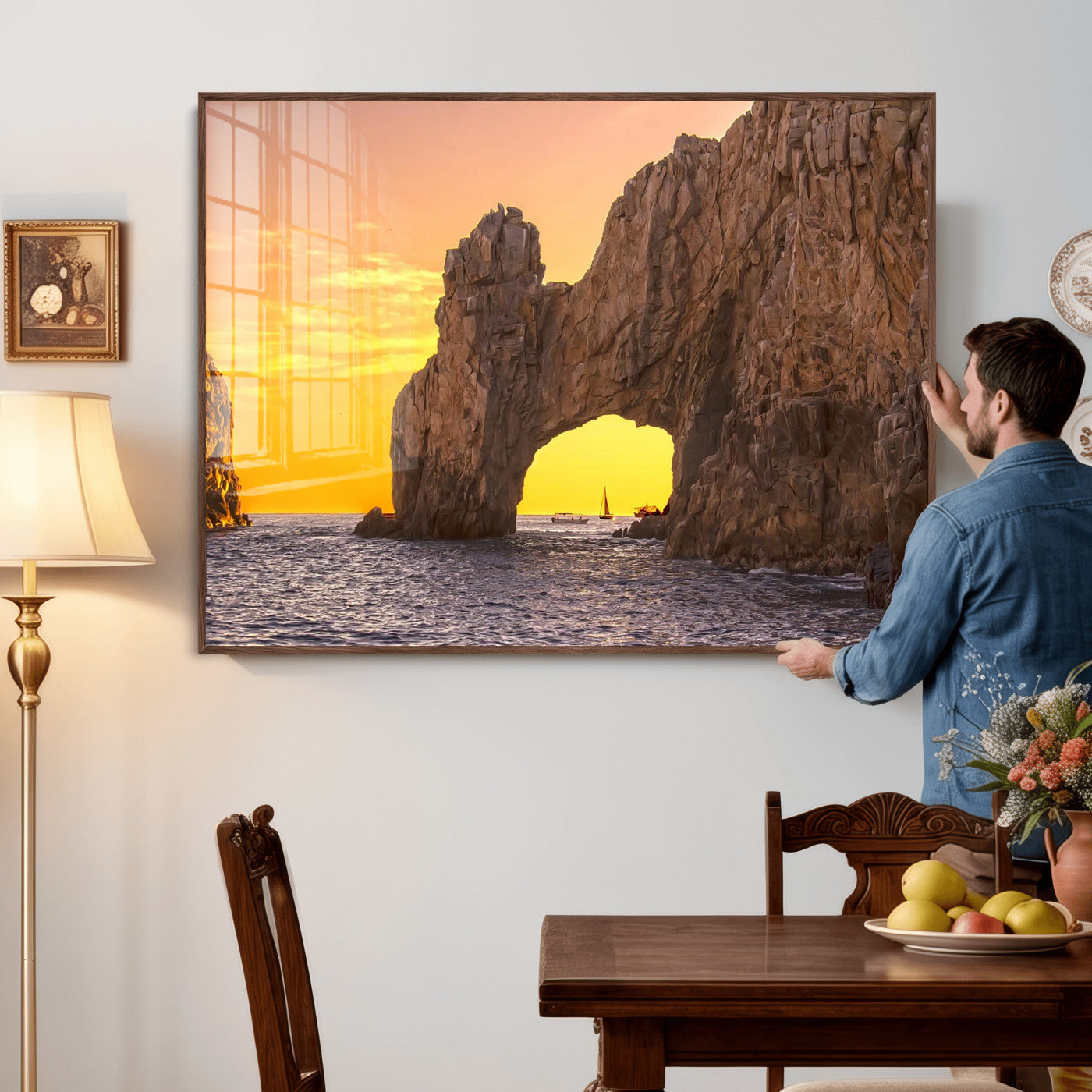 66414515-MGV-CV-36X24 - El Arco Cabo San Lucas Ocean Arch Wall Art Canvas Print, Baja California Rock Arch Seascape Canvas Print, Mexico Coastal Landmark Scenic Art Printing