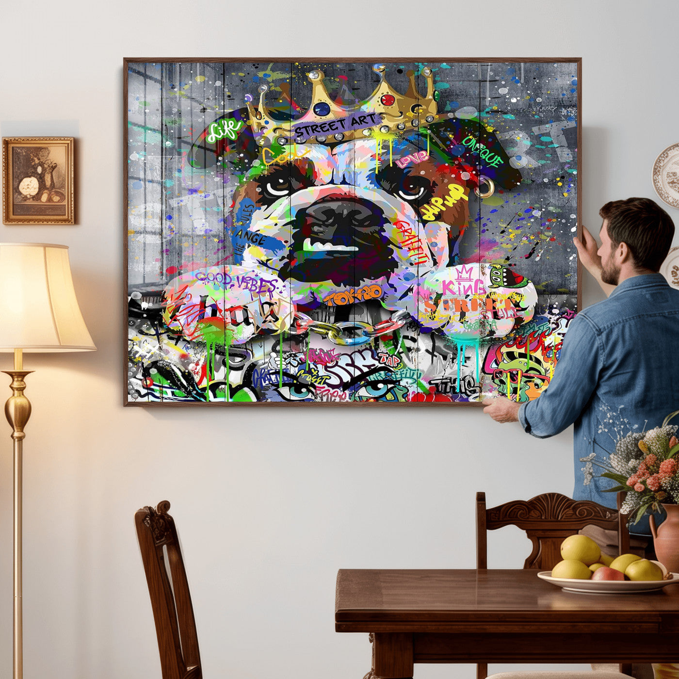 45209731-MGV-CV-36X24 - Dog Wall Decor for Teen Bedroom Decor - Graffiti Animal Canvas Wall Art for Teen Room Decor - Abstract Wall Painting Ready to Hang