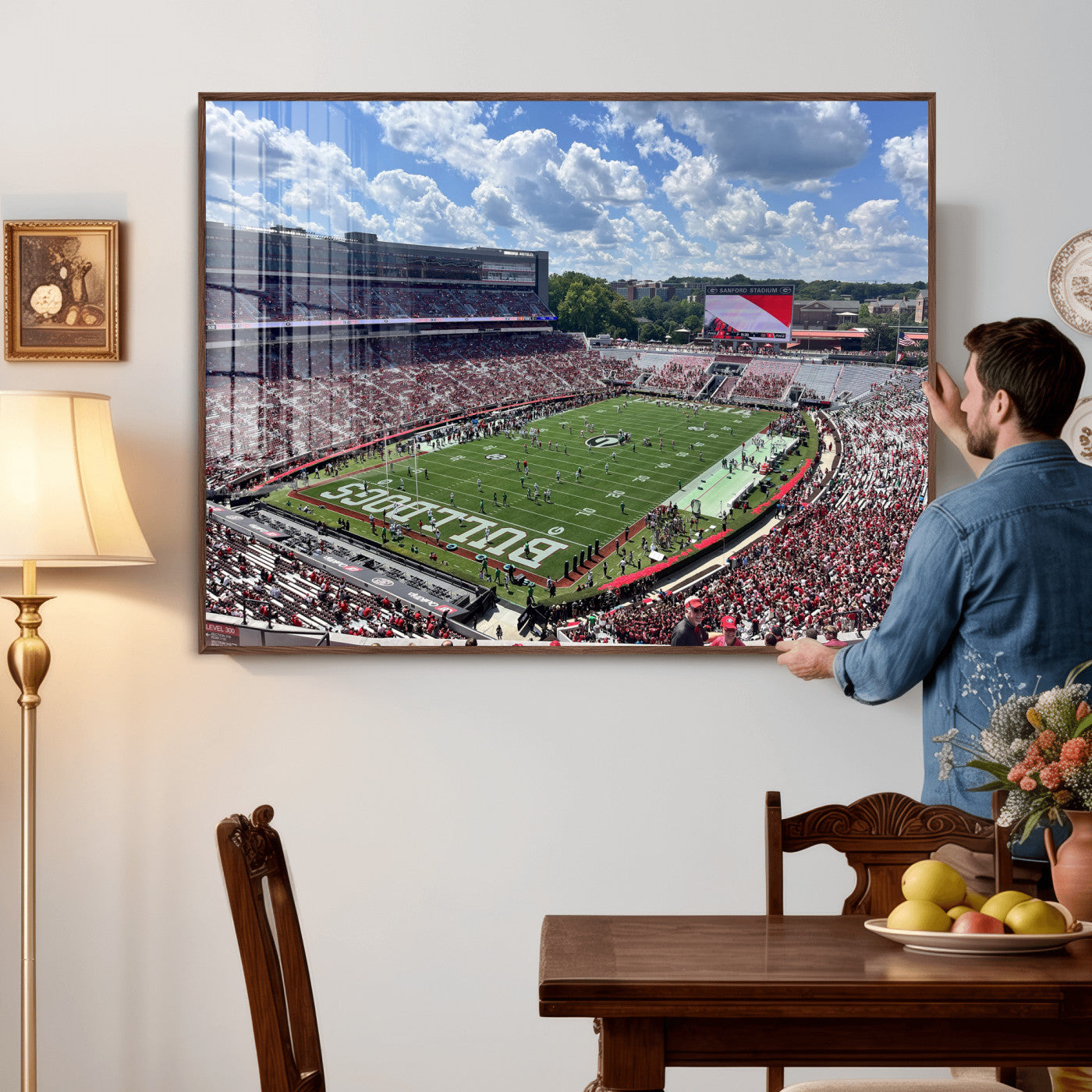 10665453-MGV-CV-36X24 - Georgia Bulldogs Stadium Wall Art Canvas Print, Sanford Stadium Football Field Panorama, College Football Game Day Wall Decor