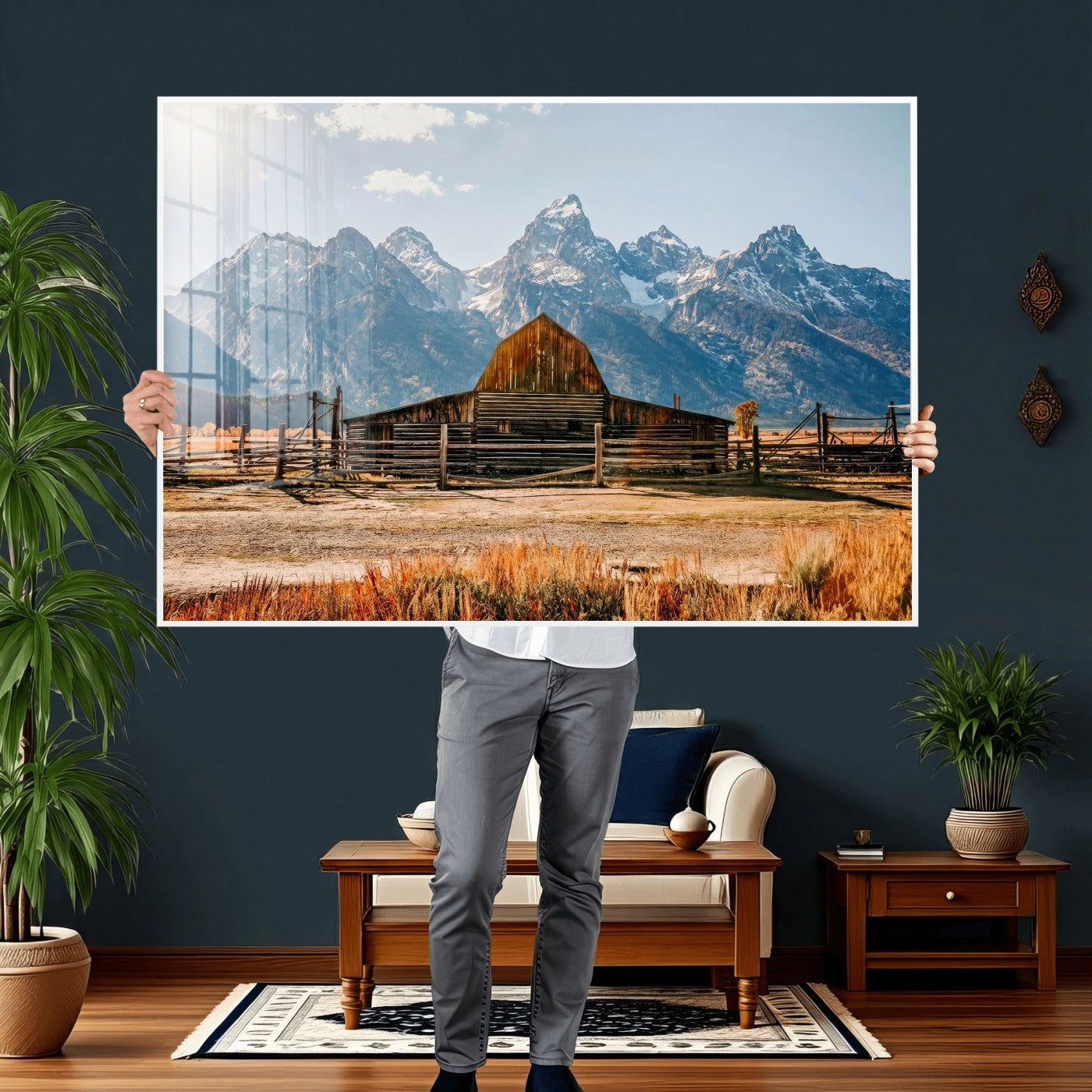 26513-MGV-CV-36X24 - Vintage Old Barn Field Wall Art Canvas Print for Farmhouse Decor - Rustic Barn Wall Art Canvas Print