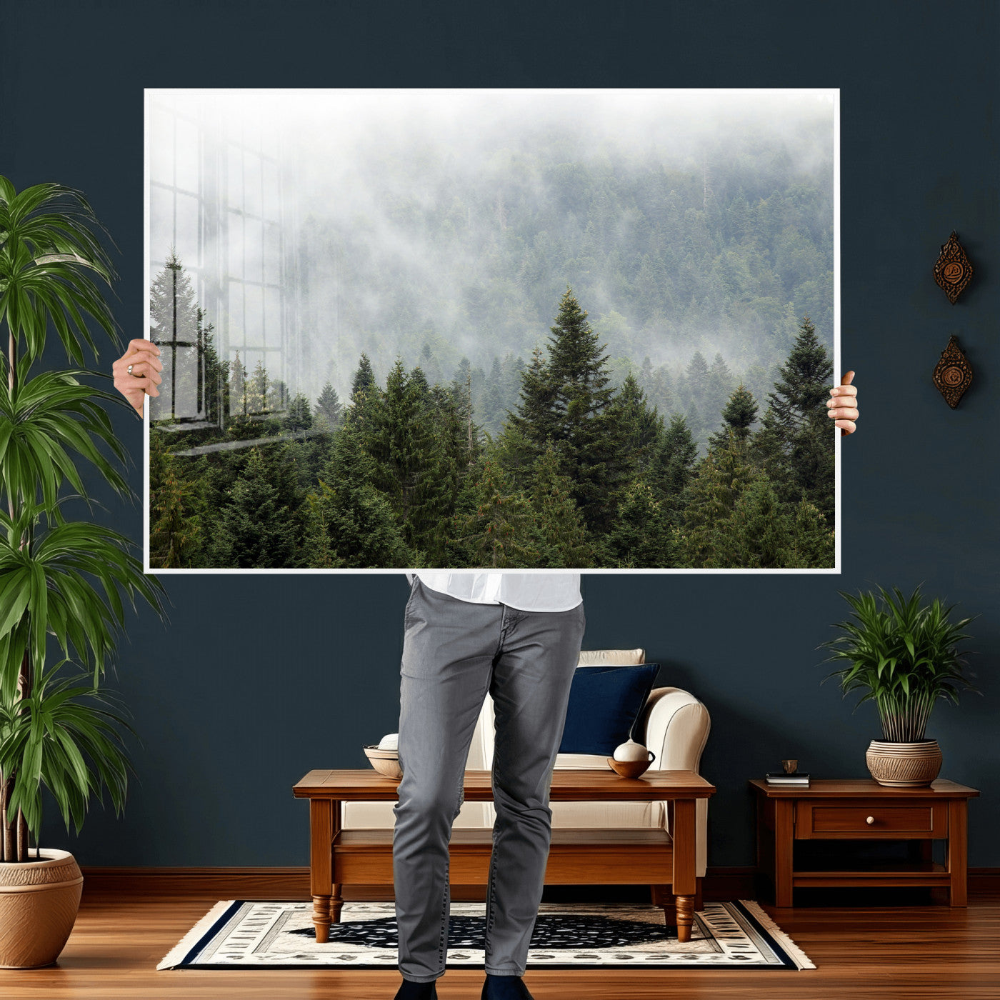 37010054-MGV-CV-36X24 - Misty Mountain Forest Wall Art Canvas Print