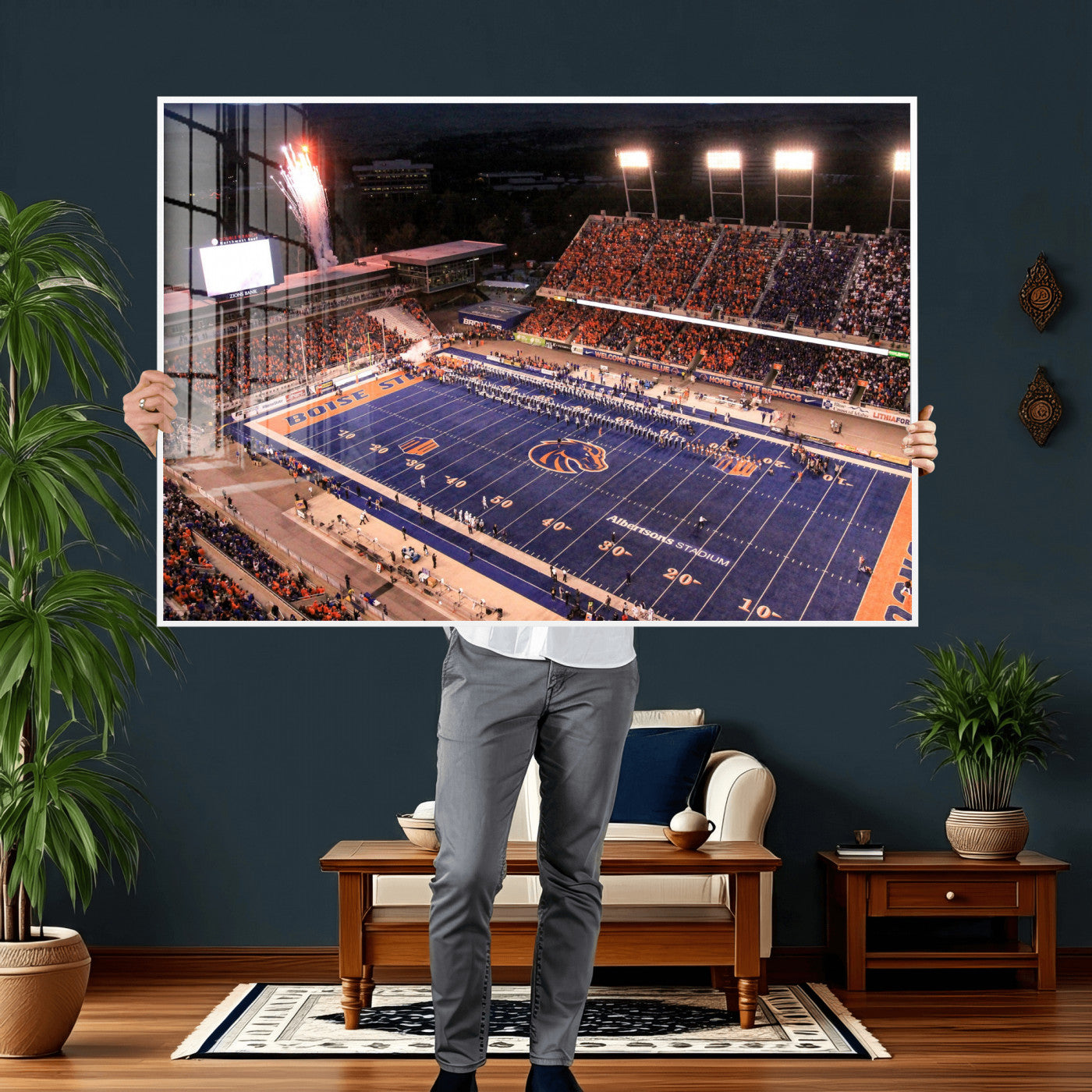 58849575-MGV-CV-36X24 - Boise State Stadium Large Wall Art Canvas Print for Living Room Office Wall Decor
