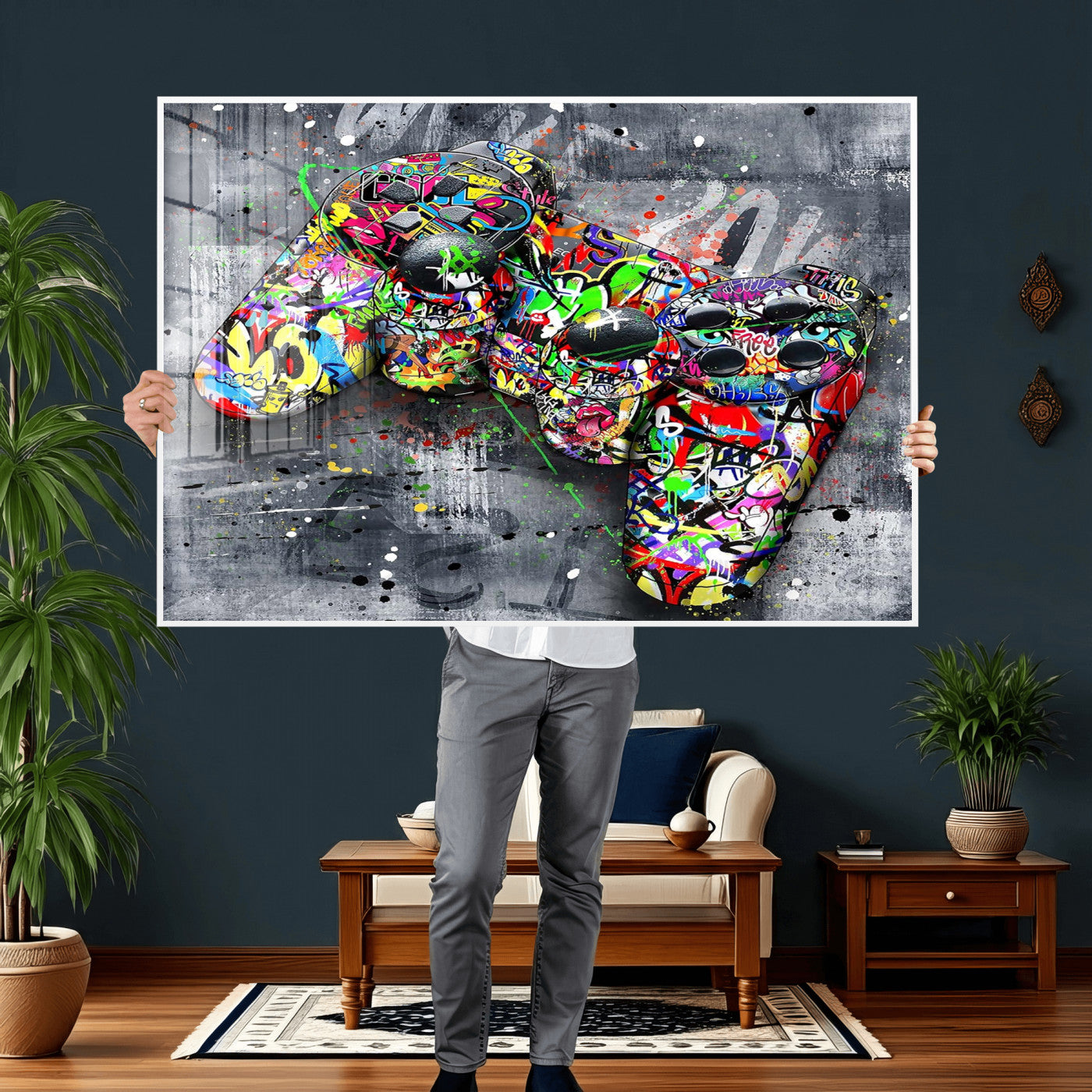 42929610-MGV-CV-36X24 - Graffiti Canvas Wall-Art For Bedroom - Gaming Wall Art For Teen Boys - Abstract Painting Pop Art Modern Home Wall Decor Ready to Hang