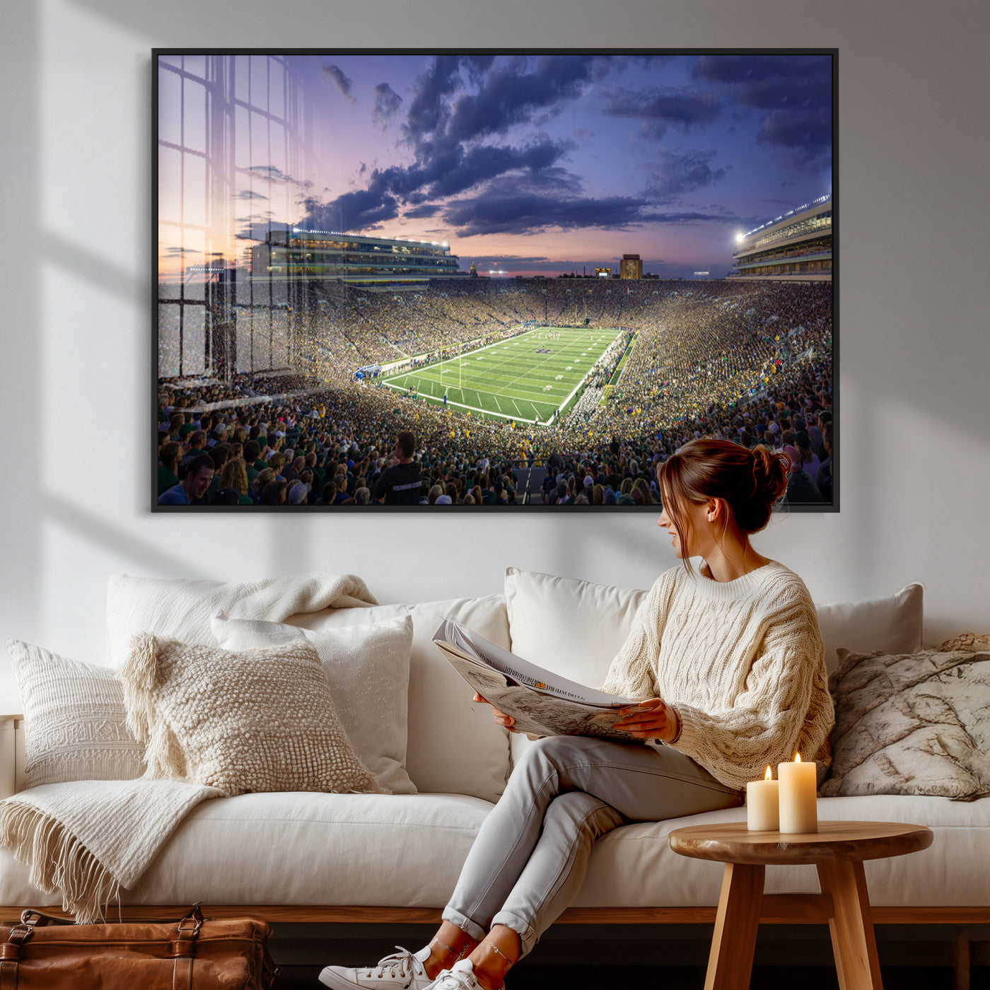 50825-MGV-CV-36X24 - Notre Dame Fighting Irish Football Team Print - Notre Dame Stadium Wall Art Canvas Print