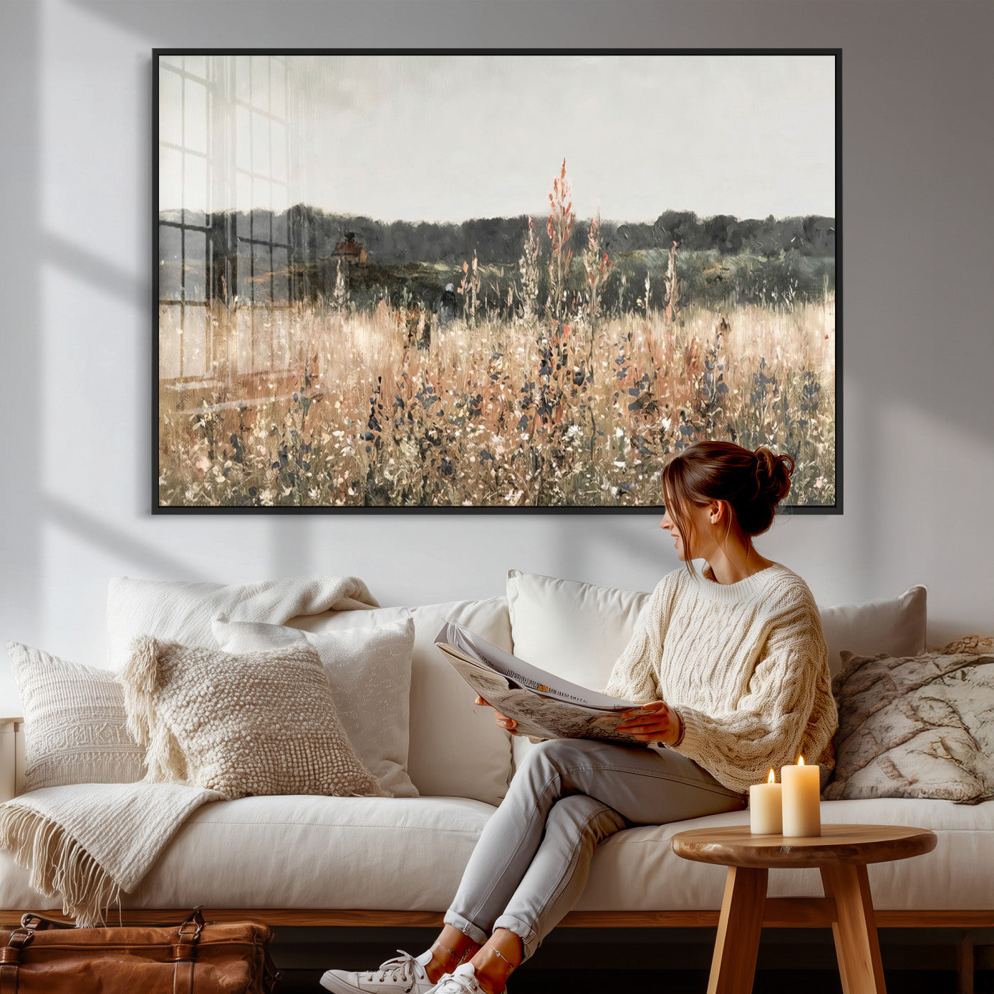 16595-MGV-CV-36X24 - Rustic Field Landscape Wall Art Print, Abstract Field Canvas Wall Art for Barn Decoration