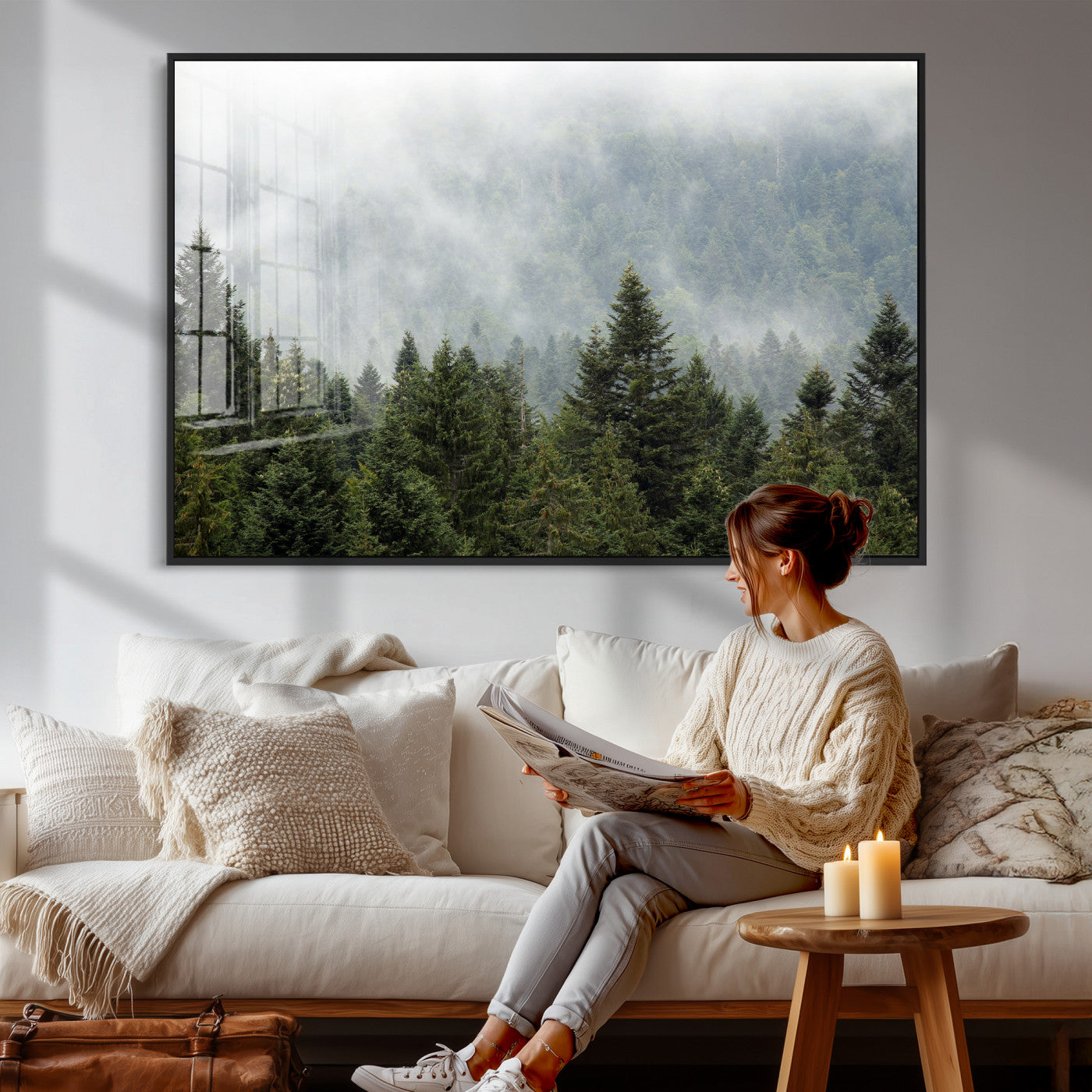 37010054-MGV-CV-36X24 - Misty Mountain Forest Wall Art Canvas Print