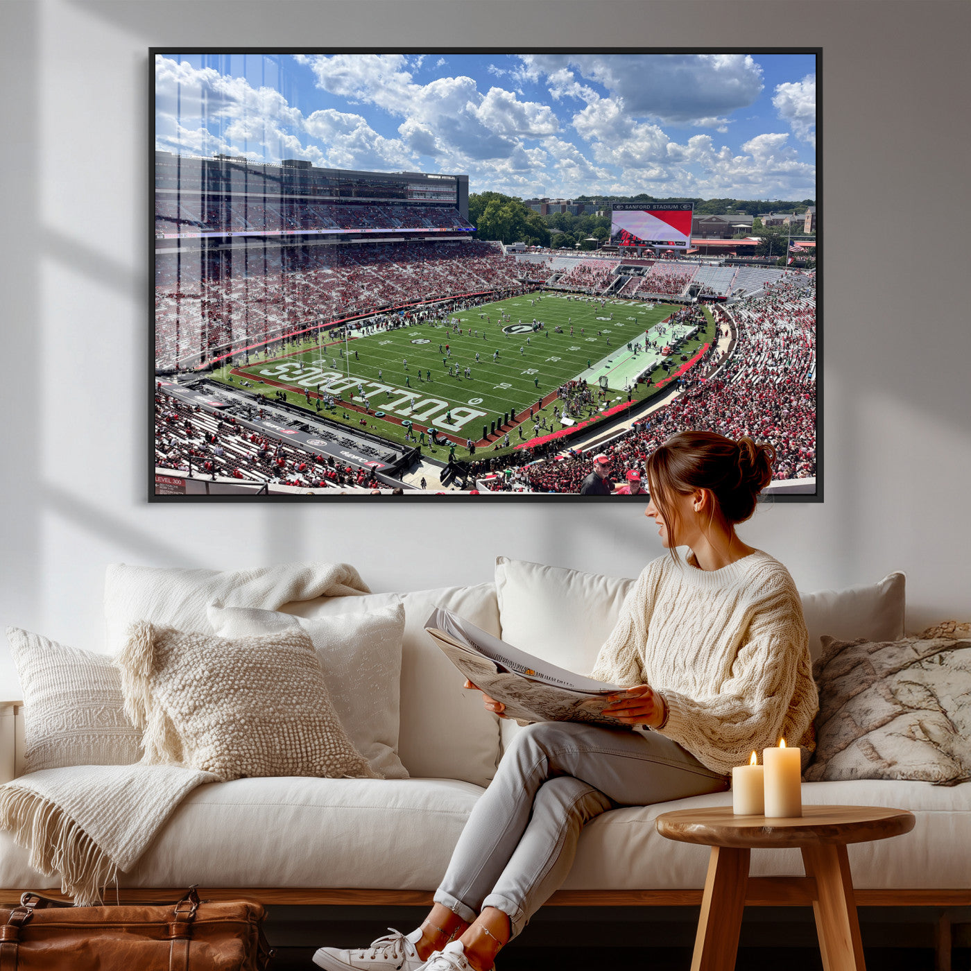 10665453-MGV-CV-36X24 - Georgia Bulldogs Stadium Wall Art Canvas Print, Sanford Stadium Football Field Panorama, College Football Game Day Wall Decor