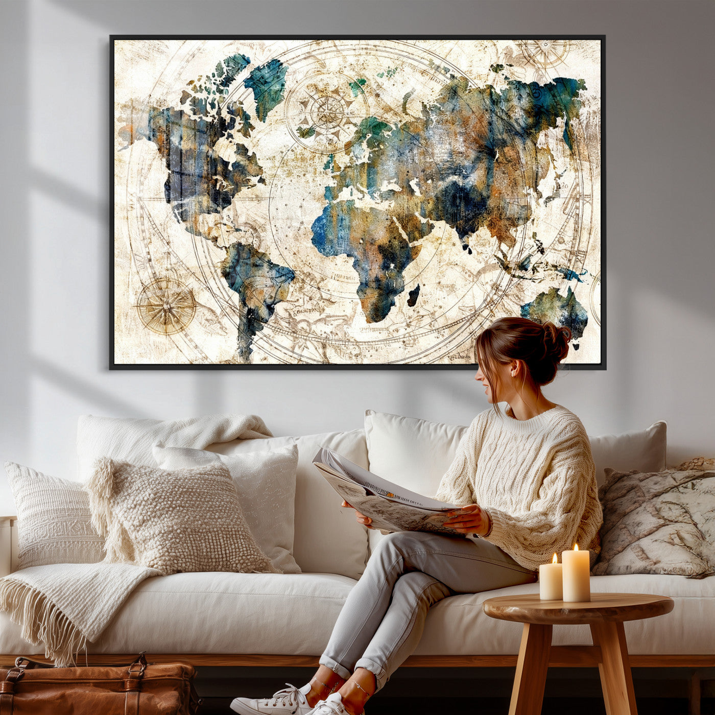10554-MGV-CV-36X24 - Abstract World Map Art Print Canvas Print