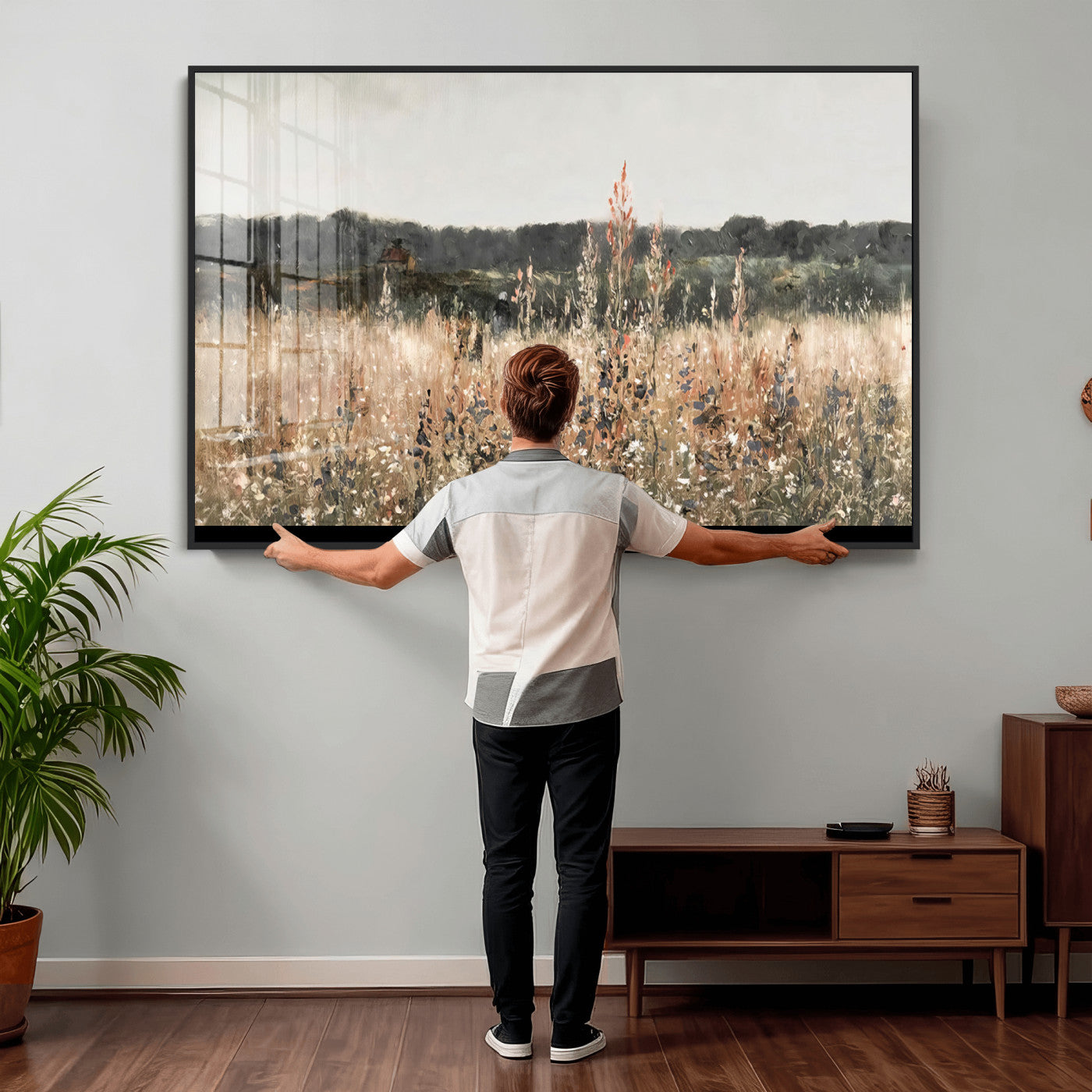 16595-MGV-CV-36X24 - Rustic Field Landscape Wall Art Print, Abstract Field Canvas Wall Art for Barn Decoration