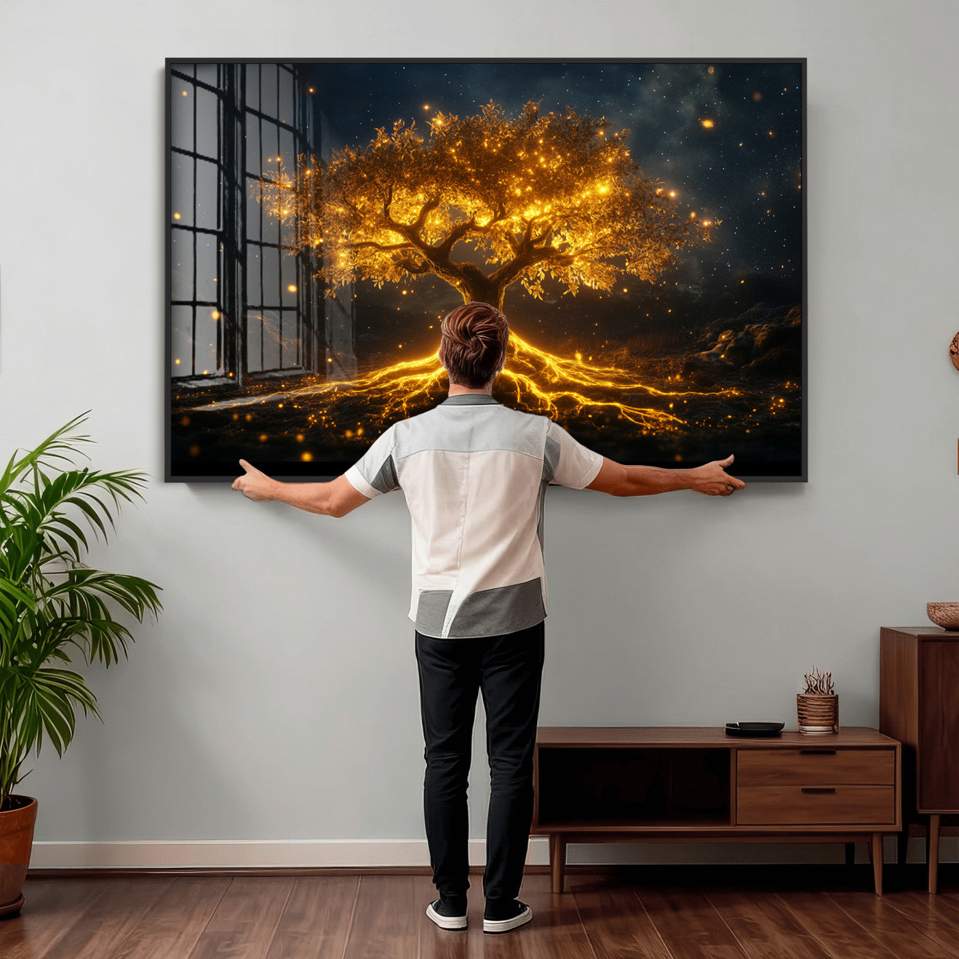 60194-MGV-CV-36X24 - Golden Tree of Life Canvas Wall Art Print - Majestic Tree of Life Print for Living Room and Office Decor