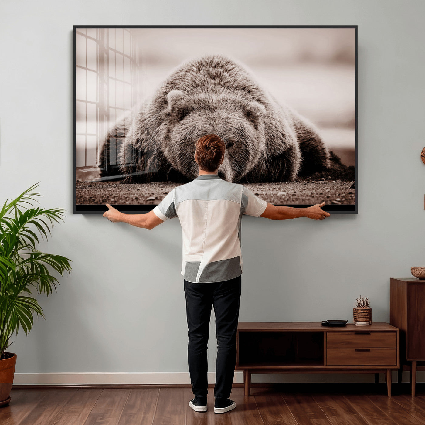 20611-MGV-CV-36X24 - Grizzly Bear Wall Art Print - Bear Canvas Wall Art - Rustic Bear Portrait Canvas Print for Cabin