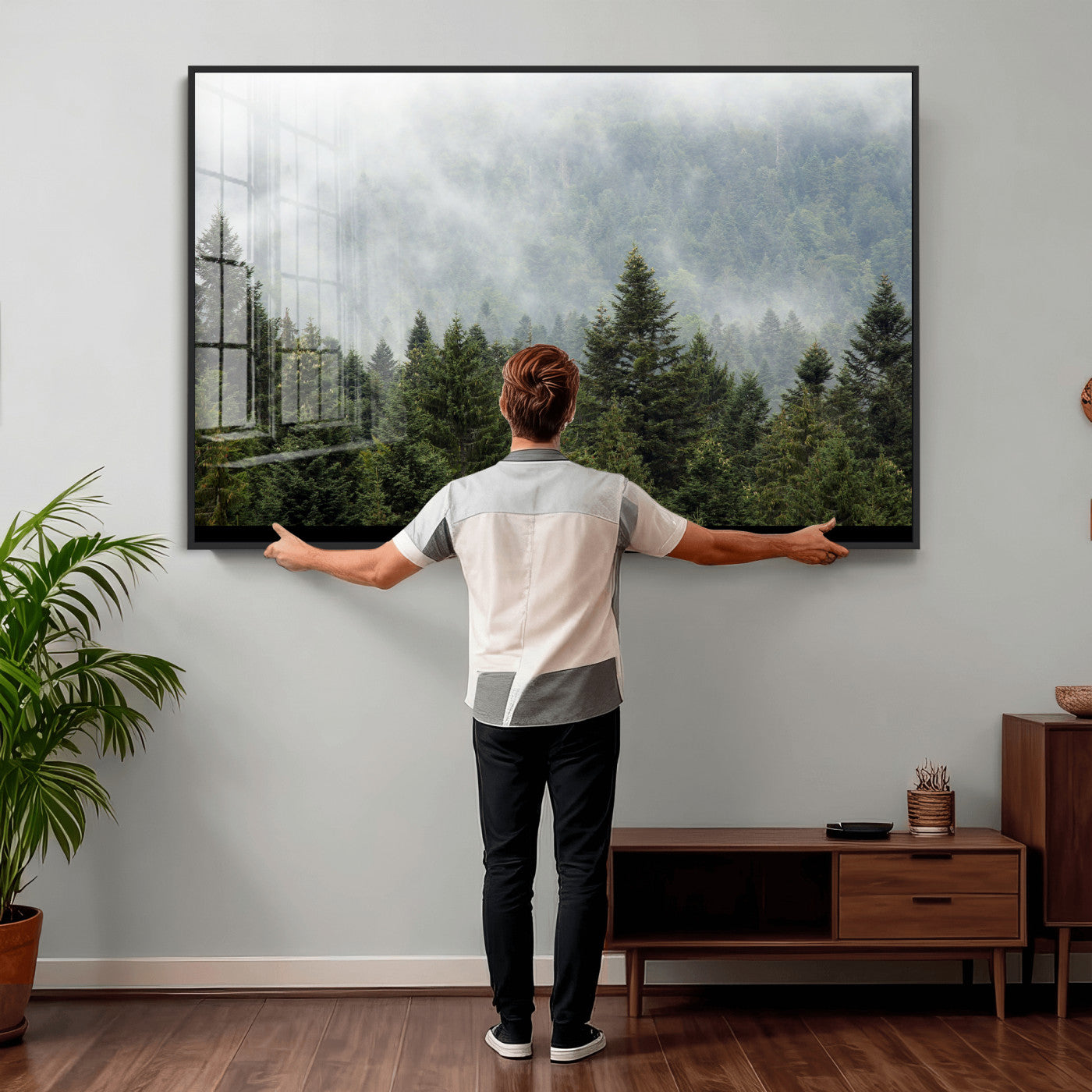 37010054-MGV-CV-36X24 - Misty Mountain Forest Wall Art Canvas Print