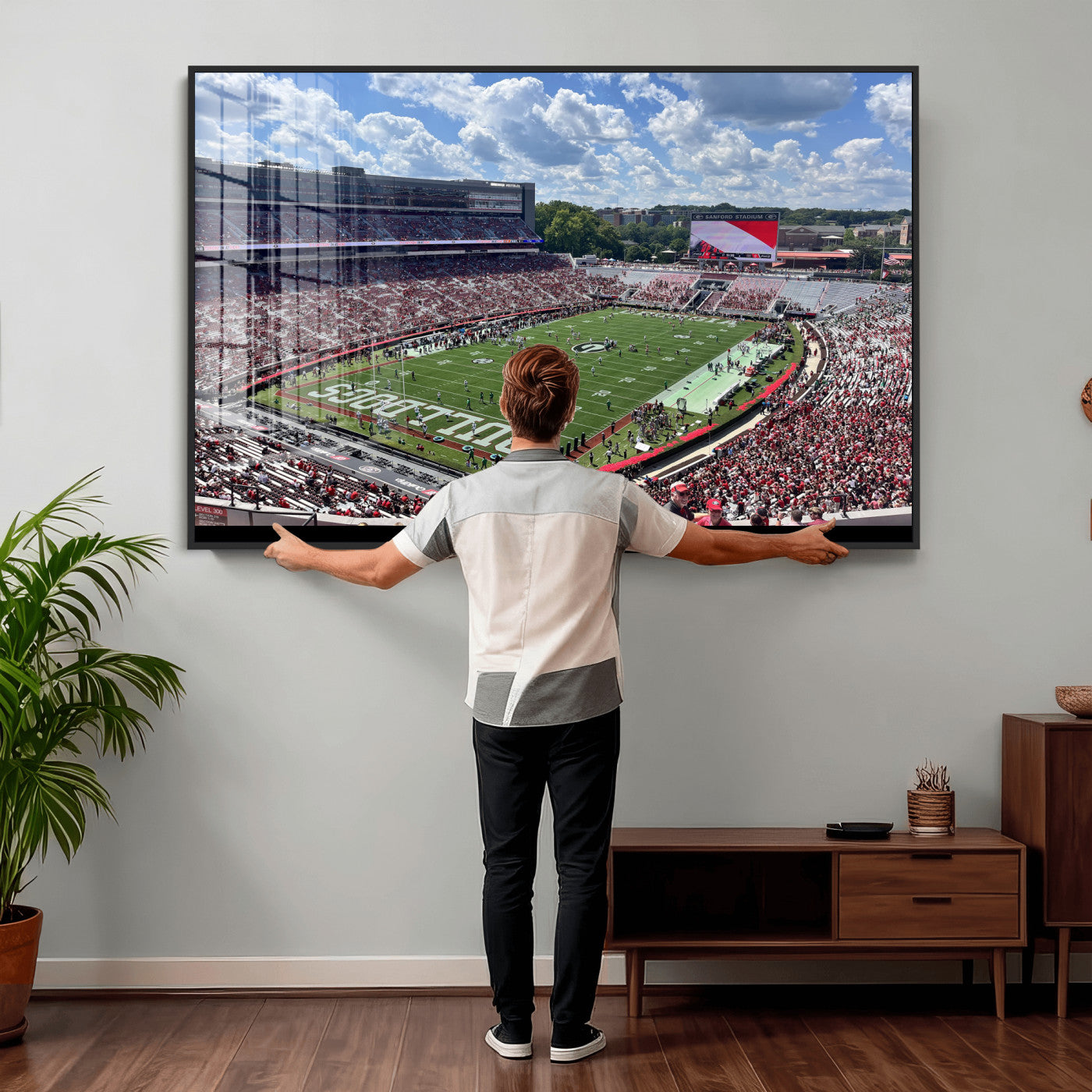 10665453-MGV-CV-36X24 - Georgia Bulldogs Stadium Wall Art Canvas Print, Sanford Stadium Football Field Panorama, College Football Game Day Wall Decor
