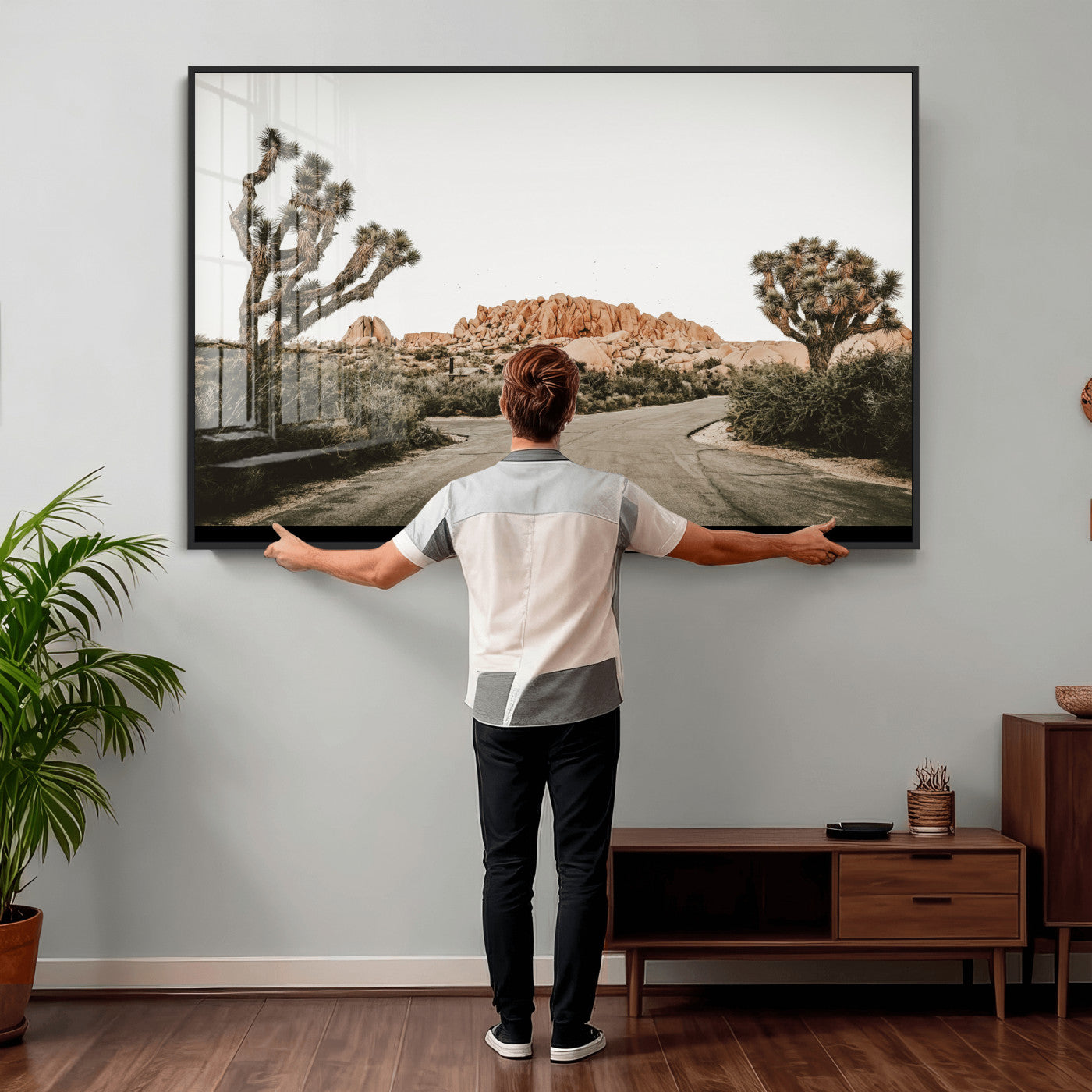 97248544-MGV-CV-36X24 - Joshua Tree Desert Wall Art Canvas Print, Minimal Southwestern Landscape Nature Wall Decor for Modern and Boho Interiors