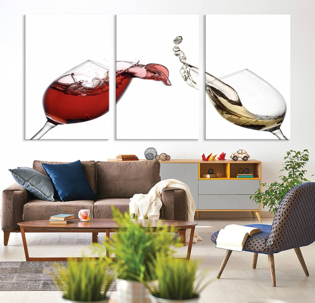 Red and White Wine in Glass Canvas Print