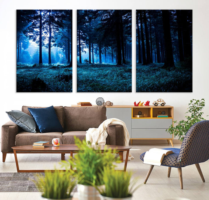 Mystic Dark Forest Wall Art Forest Canvas Print