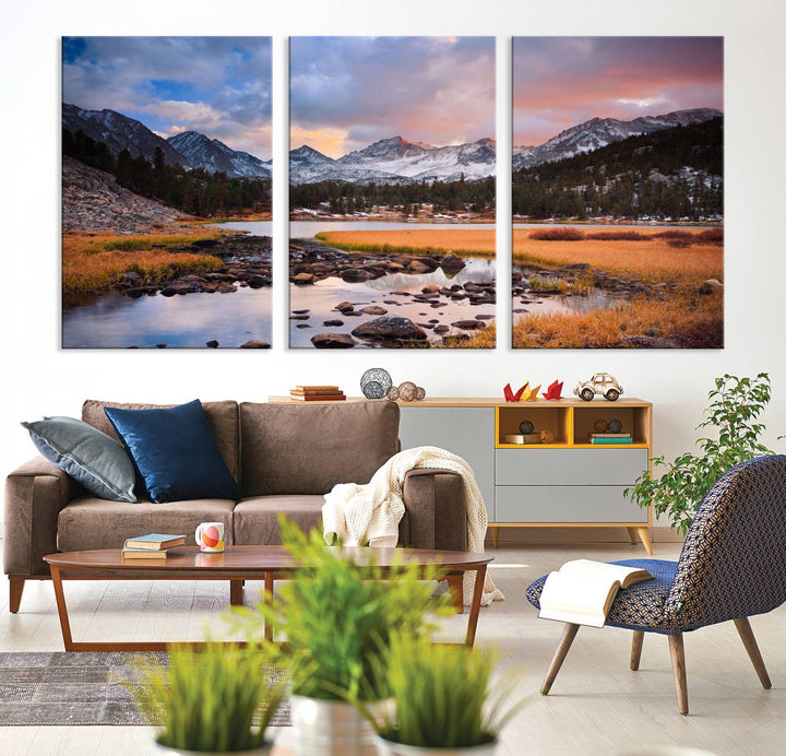 Superbe paysage de montagne Toile Mur Art Impression Paysage Toile Art Hiver Montagne Impression Mur Art