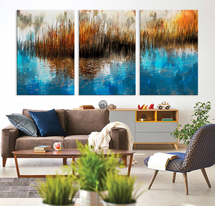 Restful Landscape Art Abstract Lake Canvas Print Wall Art