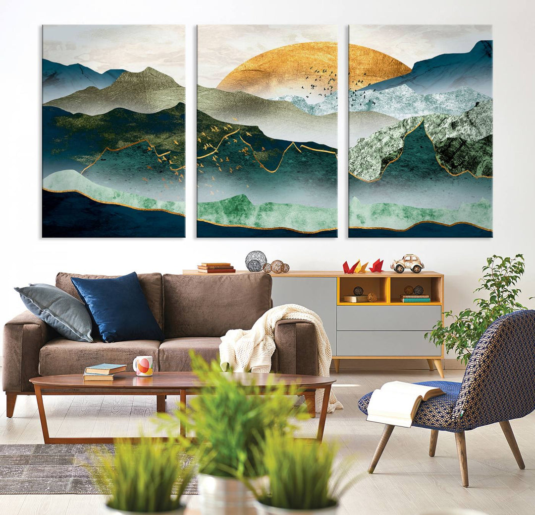 Cheering Sunrise Abstract Painting Canvas Art Print Abstract Landscape Wall Art