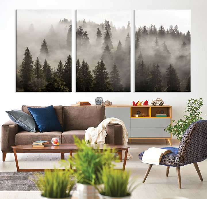 Foggy Forest Wall Art Canvas Print