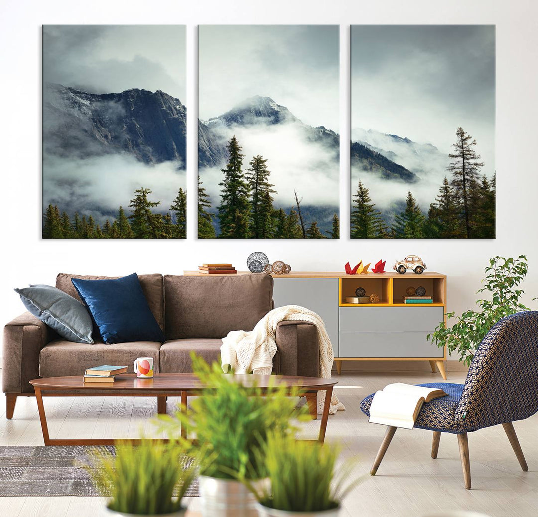 Misty Mountain Forest Wall Art Canvas Print