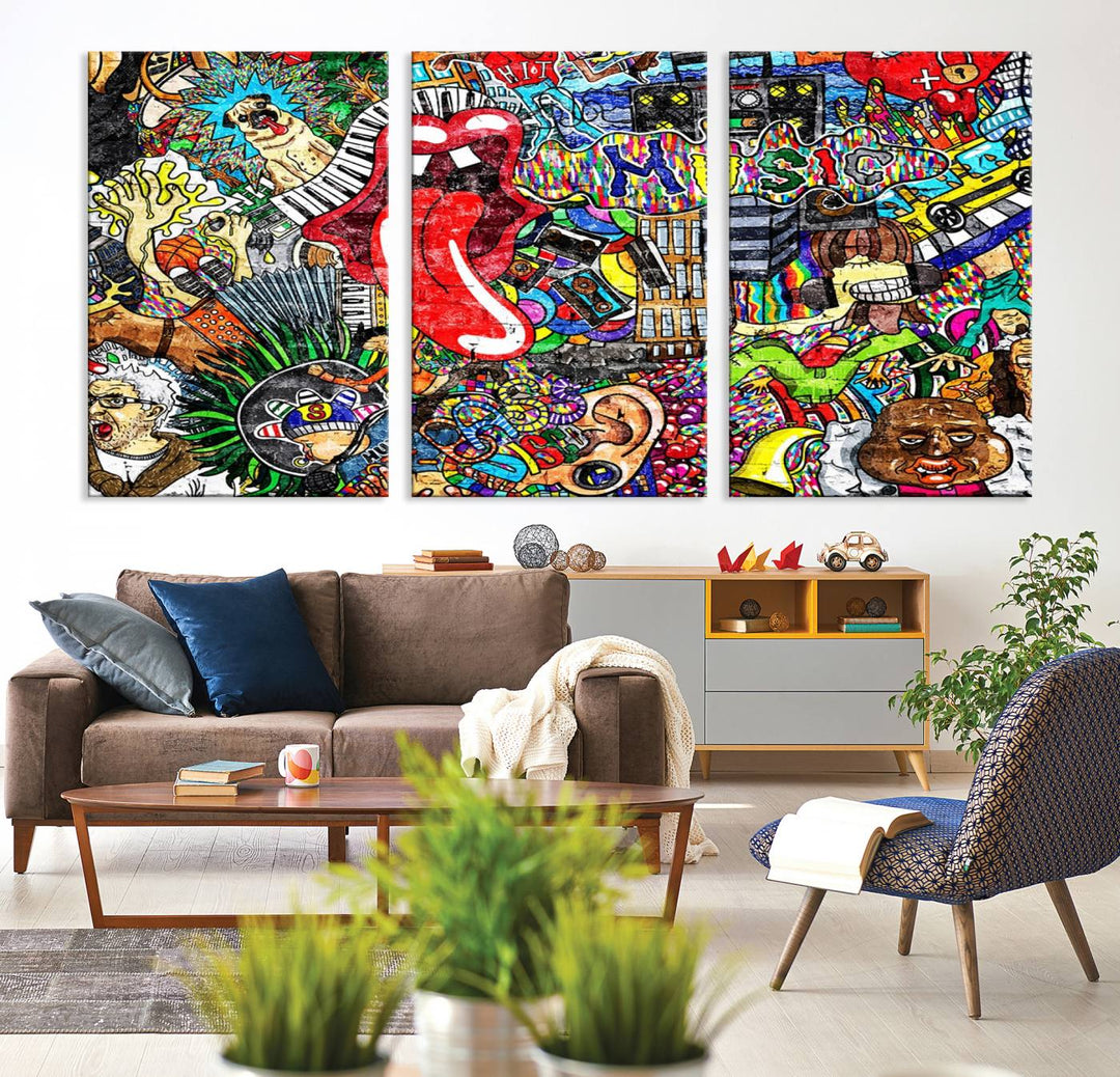 Vibrant Music Graffiti Wall Art Canvas Print