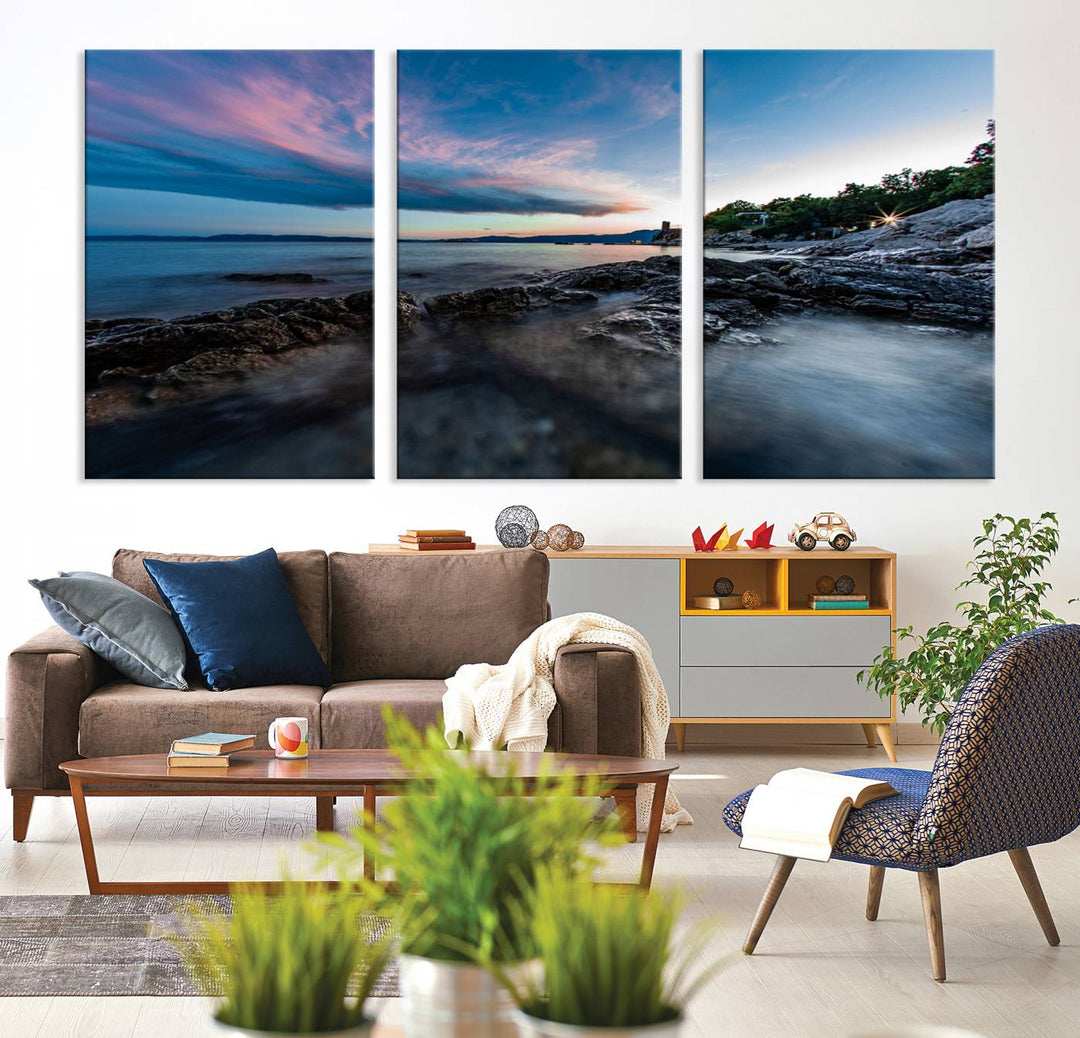 Serenity Ocean Misty Wall Art Canvas Print