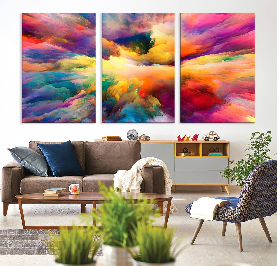 Arte de pared en forma de nube de colores vibrantes y ardientes Lienzo